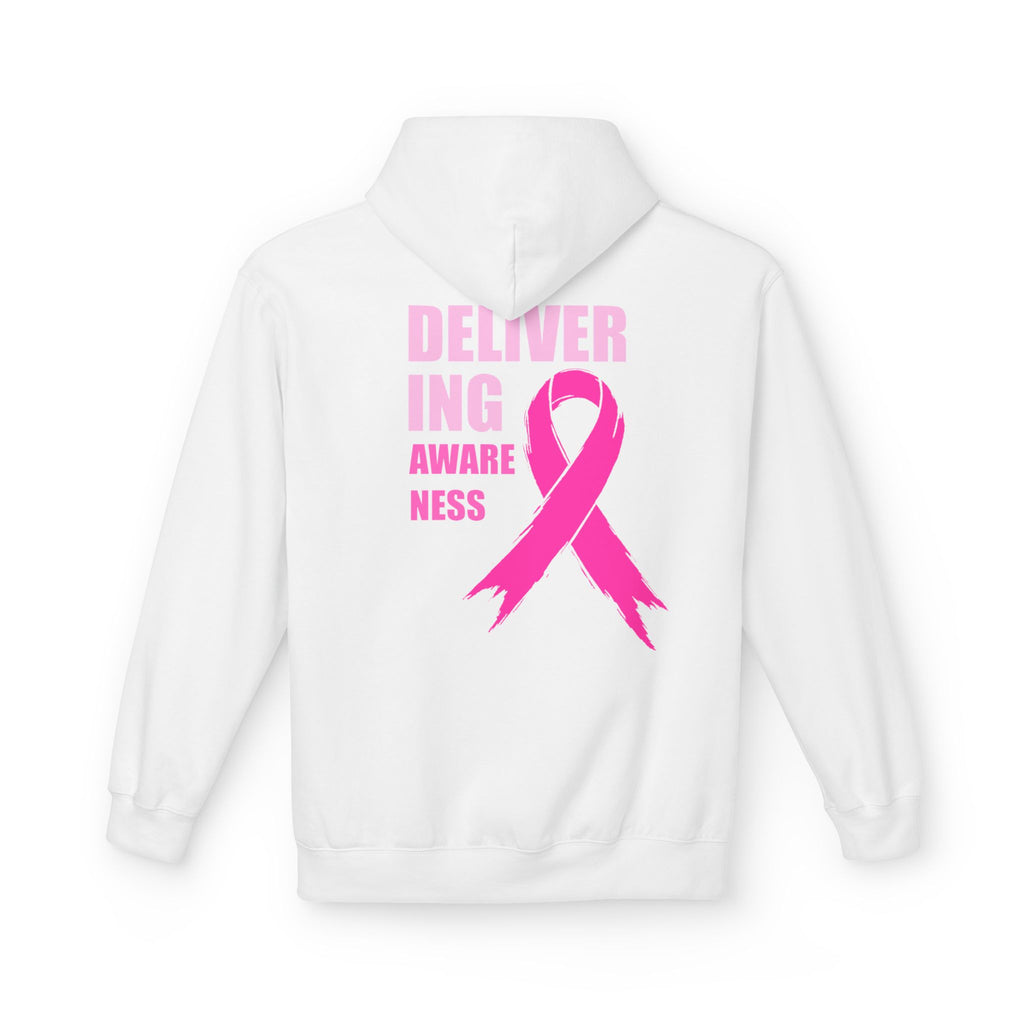 Breast Cancer Awareness Hoodie — Pink Ribbon "Delivering Awareness" Pullover Hoodie