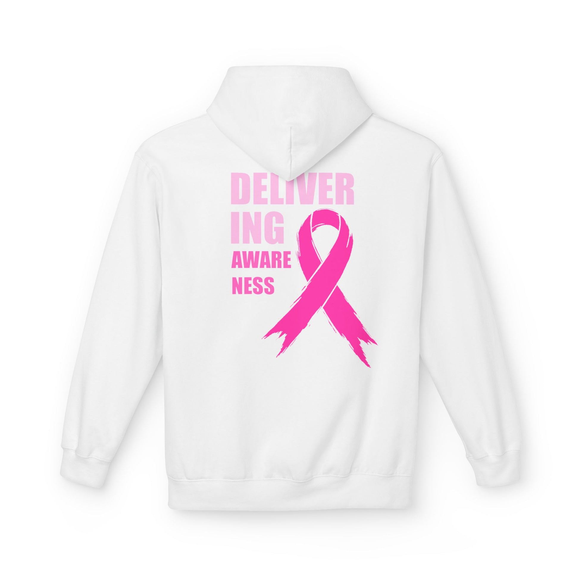 Breast Cancer Awareness Hoodie — Pink Ribbon "Delivering Awareness" Pullover Hoodie