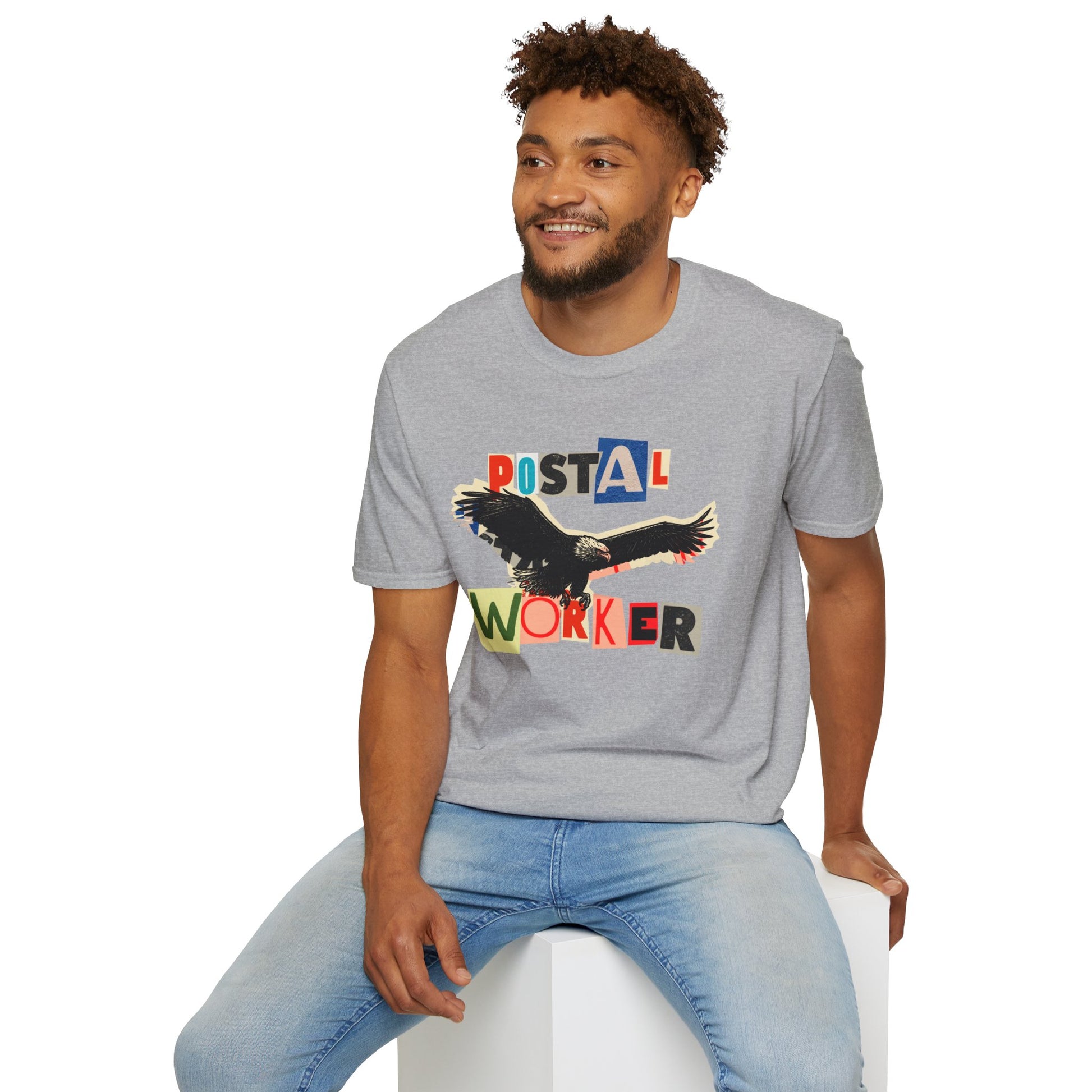 Postal Worker T-Shirt — Retro Collage Eagle Design