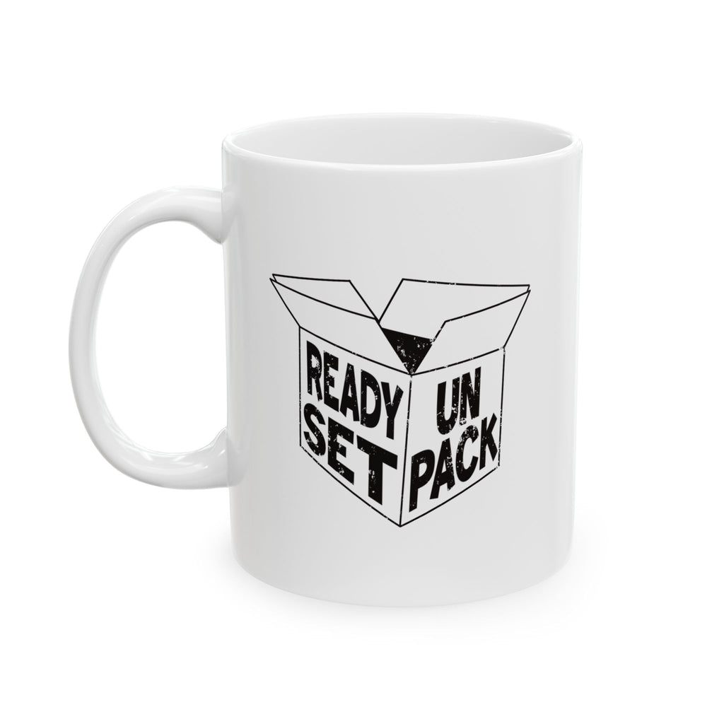 Ready Set Unpack Mug – Funny Shipping Coffee Mug, Small Business Owner Gift, E-Commerce Packaging Humor Cup, Online Seller Gift