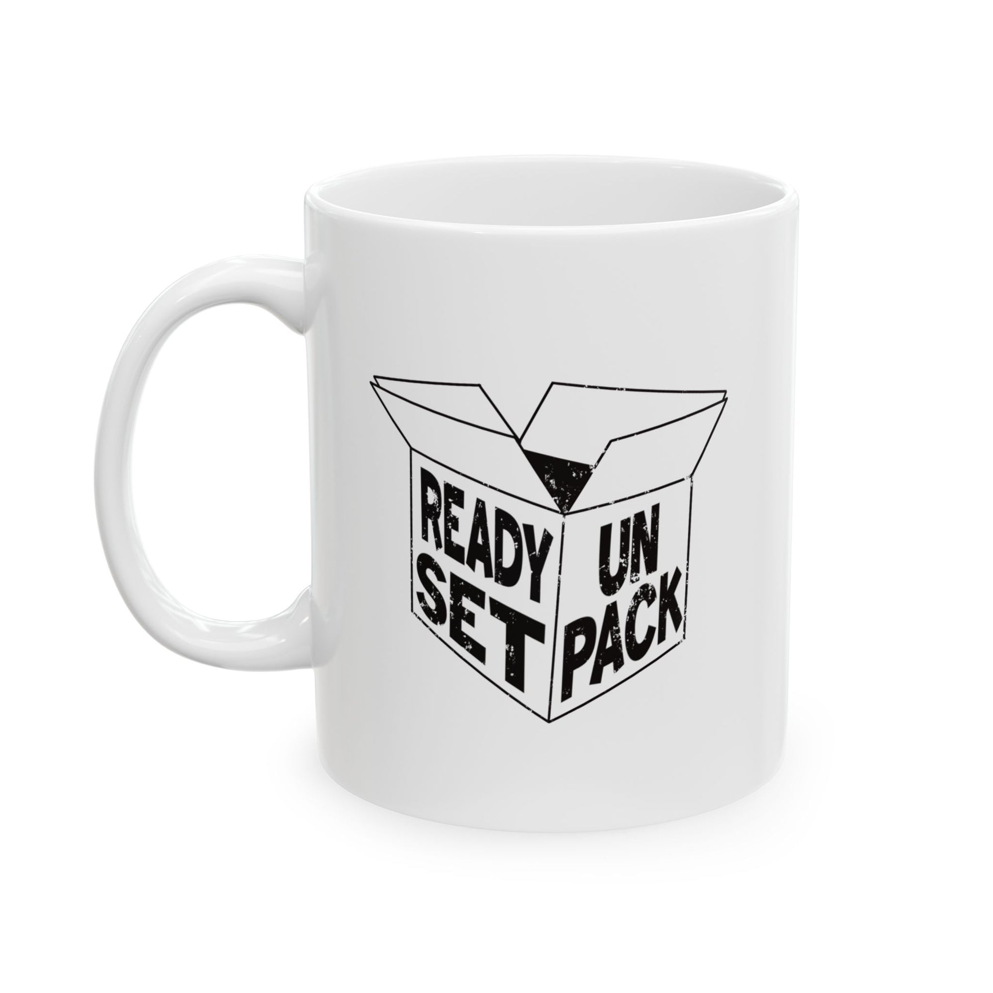 Ready Set Unpack Mug – Funny Shipping Coffee Mug, Small Business Owner Gift, E-Commerce Packaging Humor Cup, Online Seller Gift