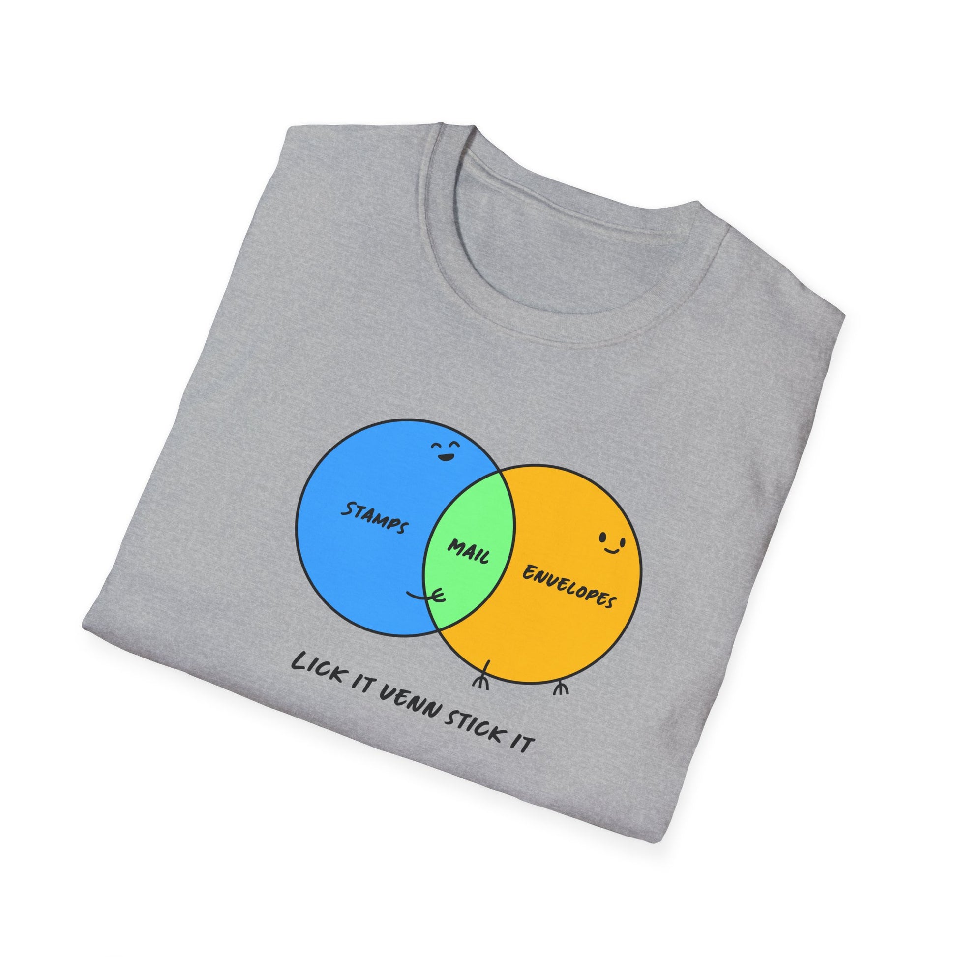 Venn Diagram Humor Postal T-Shirt, Fun Graphic Tee for Friends, Birthday Gift, Casual Wear, Relaxed Style, Laugh It Wear It