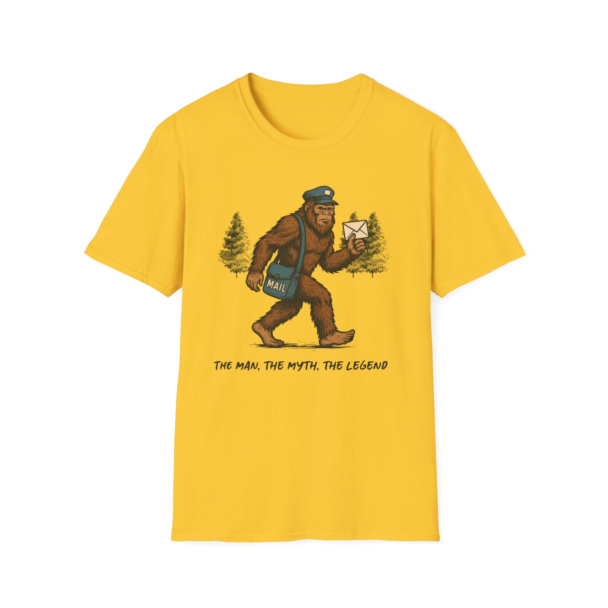 Sasquatch Mail Unisex T-Shirt | The Man, The Myth, The Legend | Postal Carrier, Perfect for Nature Lovers, Gifts, and Funny Graphic Tees