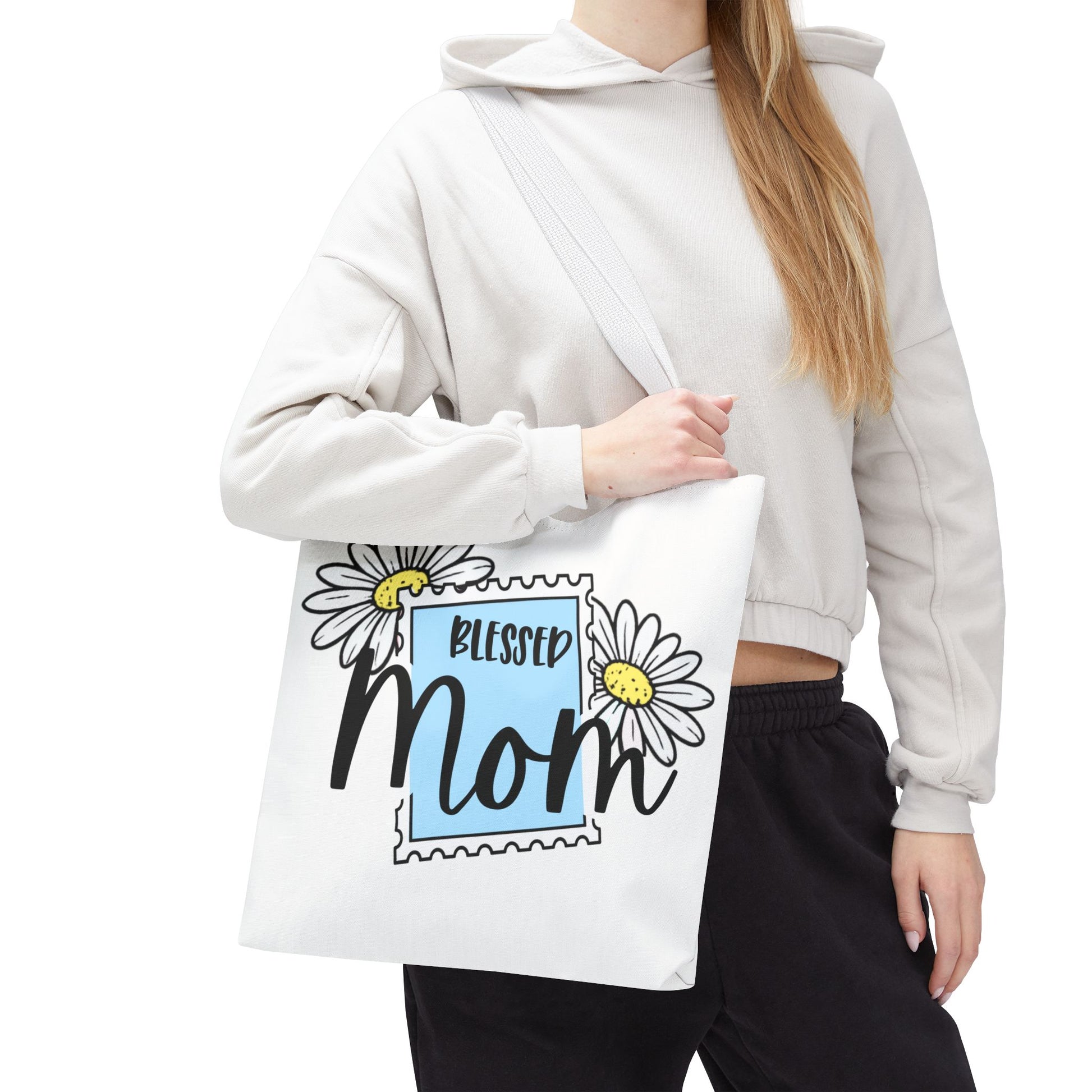 Blessed Mom Daisy Tote Bag — Floral Mother's Day Canvas Tote