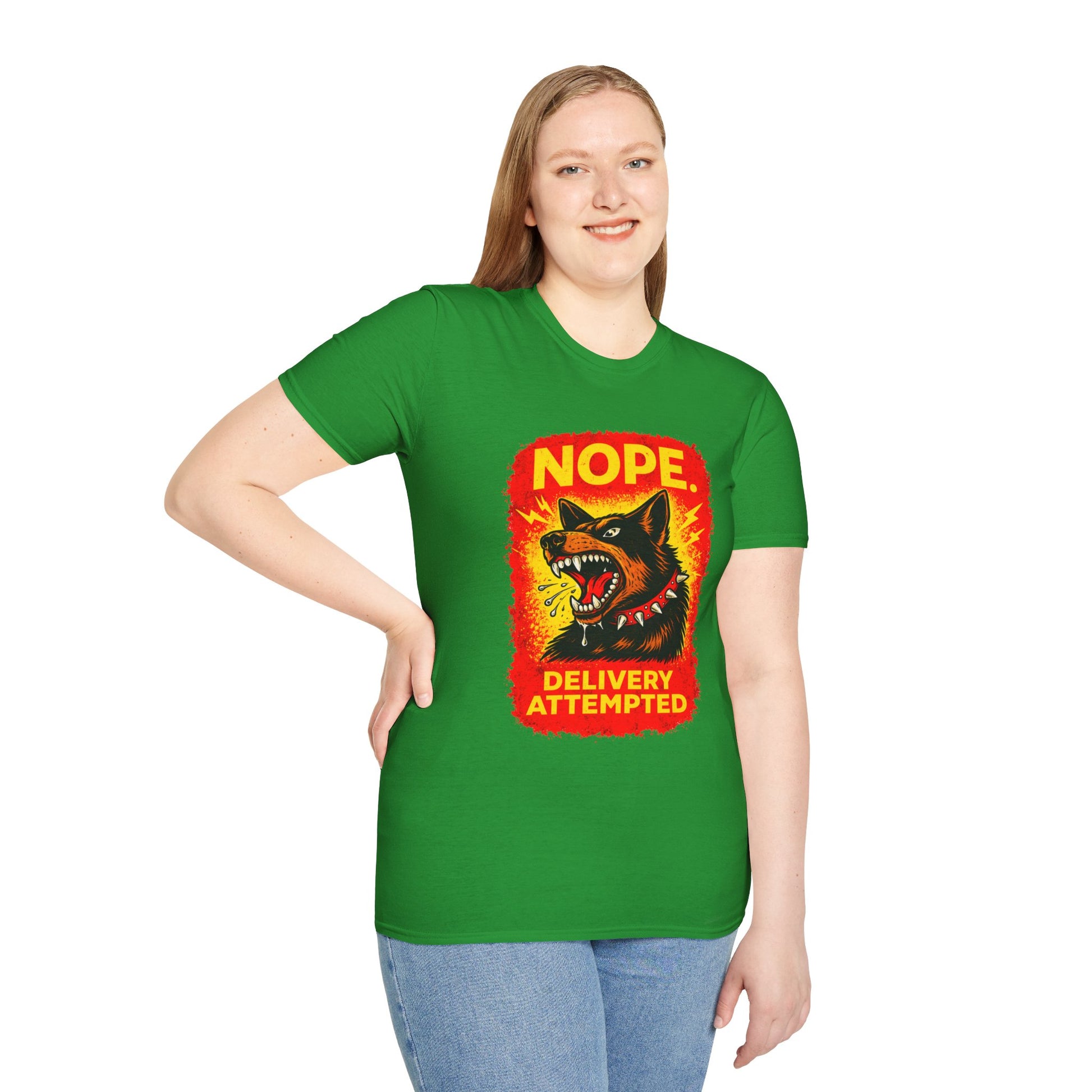 Nope Delivery Attempted T-Shirt — Funny Guard Dog Graphic Tee