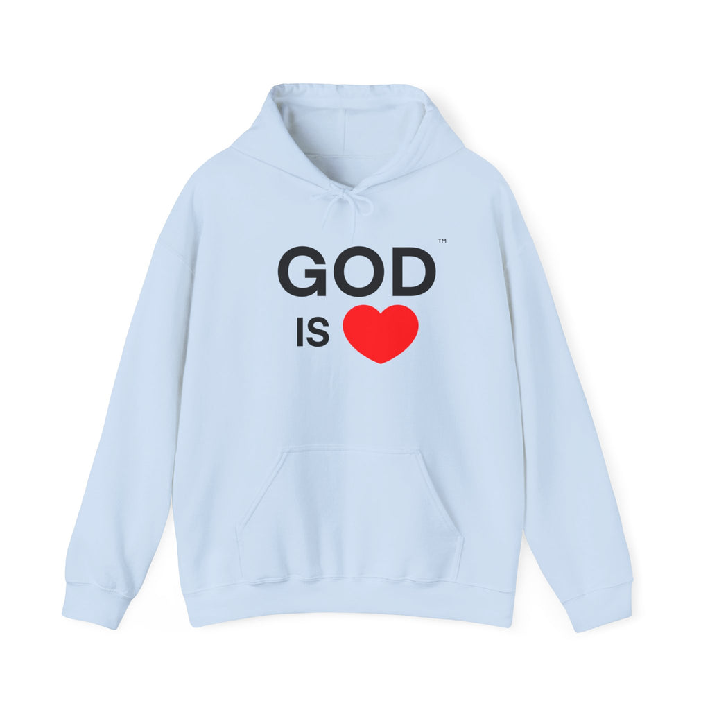 God Is Love™ Hoodie — Wear the Message, Christian Faith Pullover with Clean Bold Letters and Heart Graphic