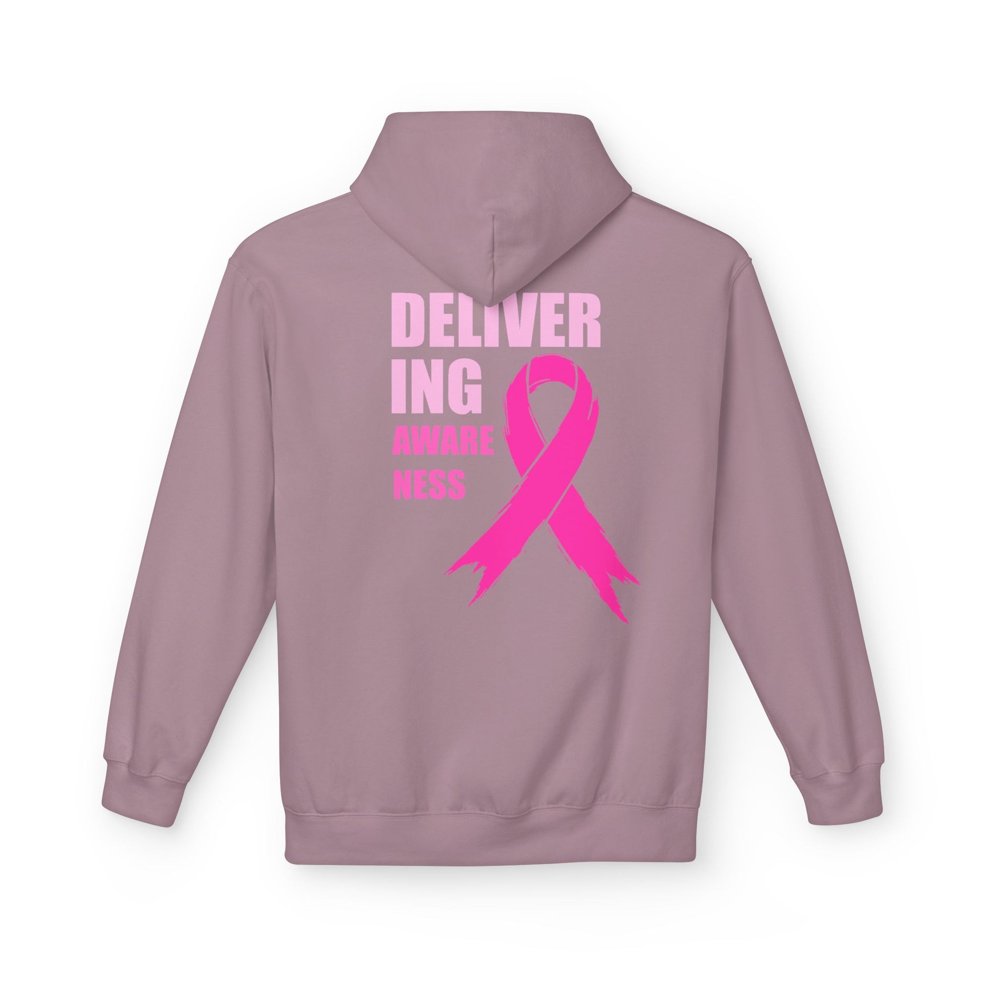 Breast Cancer Awareness Hoodie — Pink Ribbon "Delivering Awareness" Pullover Hoodie