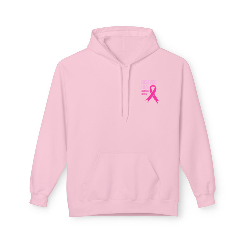 Breast Cancer Awareness Hoodie — Pink Ribbon "Delivering Awareness" Pullover Hoodie