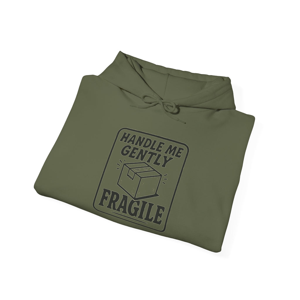 Fragile Humor Hoodie, Unisex Sweatshirt, Funny Gift for Friends, Cozy Pullover, Ideal for Birthdays, Casual Wear, Holiday Cheer