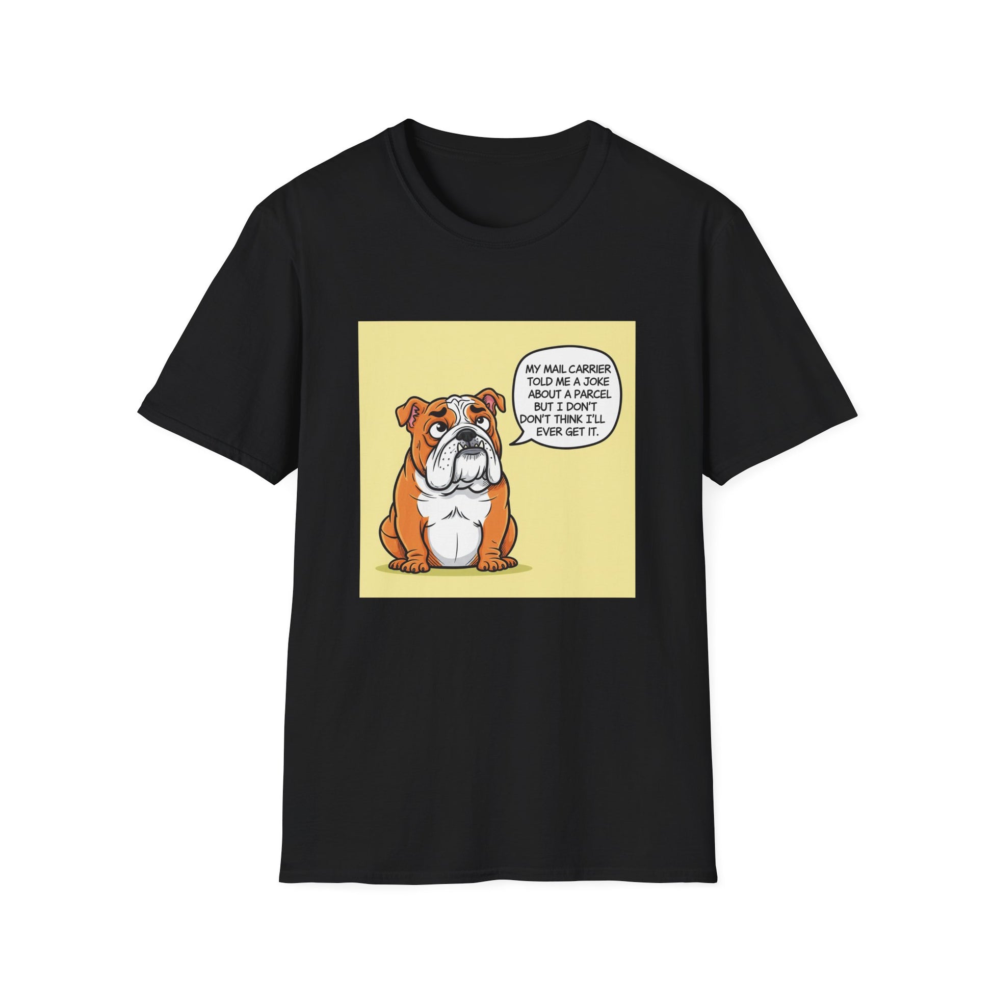 Funny Dog Graphic T-Shirt, Unisex Softstyle Tee, Pet Lover Gift, Animal Humor Shirt, Cute Bulldog Design