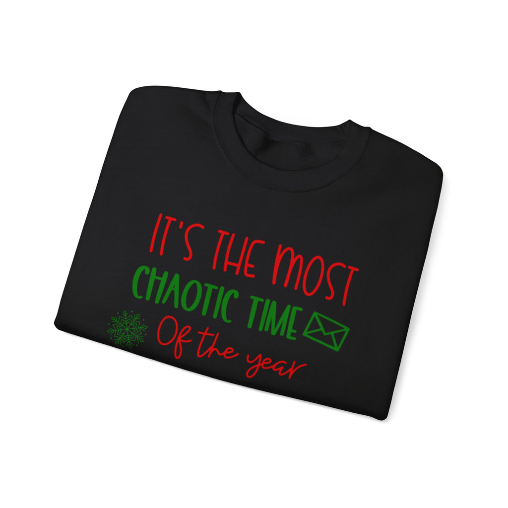Unisex Holiday Postal Sweatshirt - 'It's the Most Chaotic Time of the Year', Holiday Gift, Christmas Sweater, Funny Sweatshirt, Casual Wear, [...]