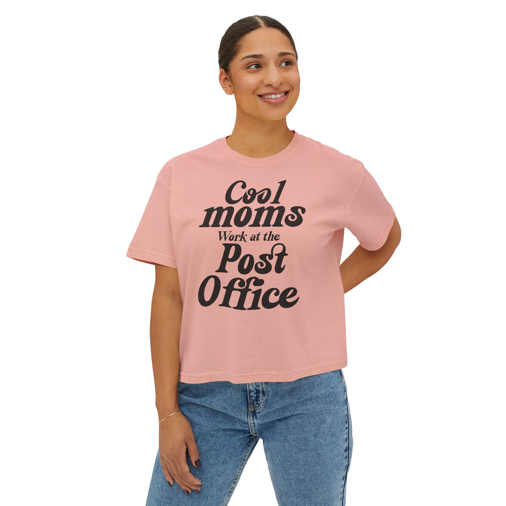 Cool Moms Work at the Post Office Boxy Tee – Funny Mail Worker Shirt, Postal Mom Gift, Cute Delivery Worker T-Shirt, Relaxed Fit Women’s Tee