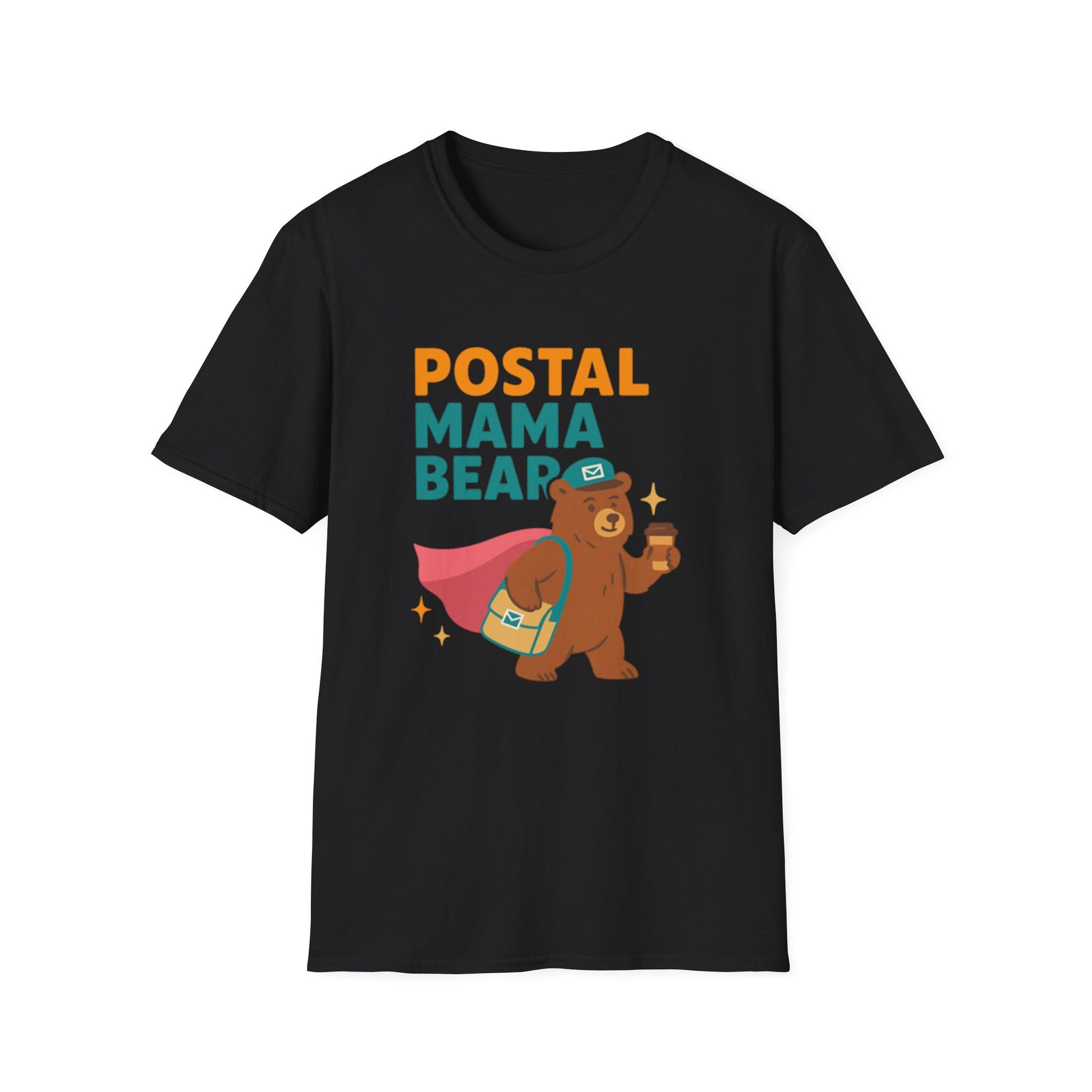 Postal Mama Bear T-Shirt, Fun Gift for Moms, Unisex Softstyle Tee for Postal Workers, Cute Animal Graphic Tee, Everyday Casual Wear
