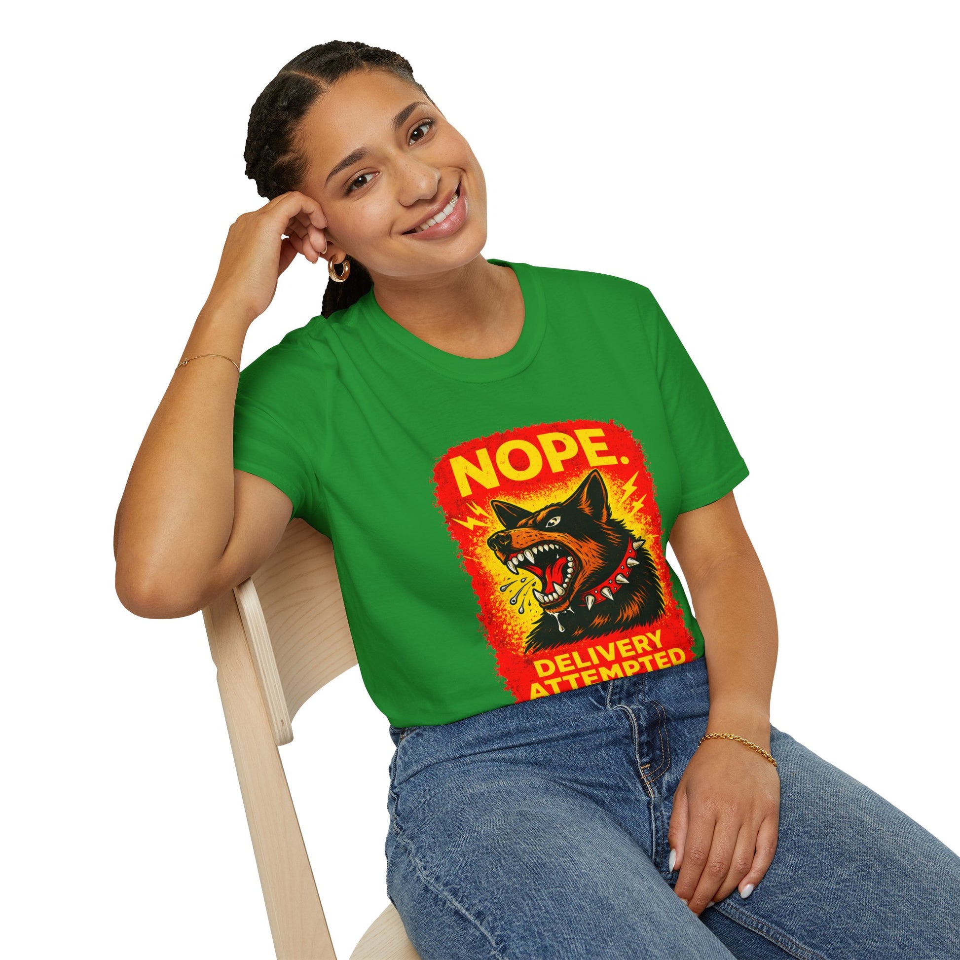 Nope Delivery Attempted T-Shirt — Funny Guard Dog Graphic Tee