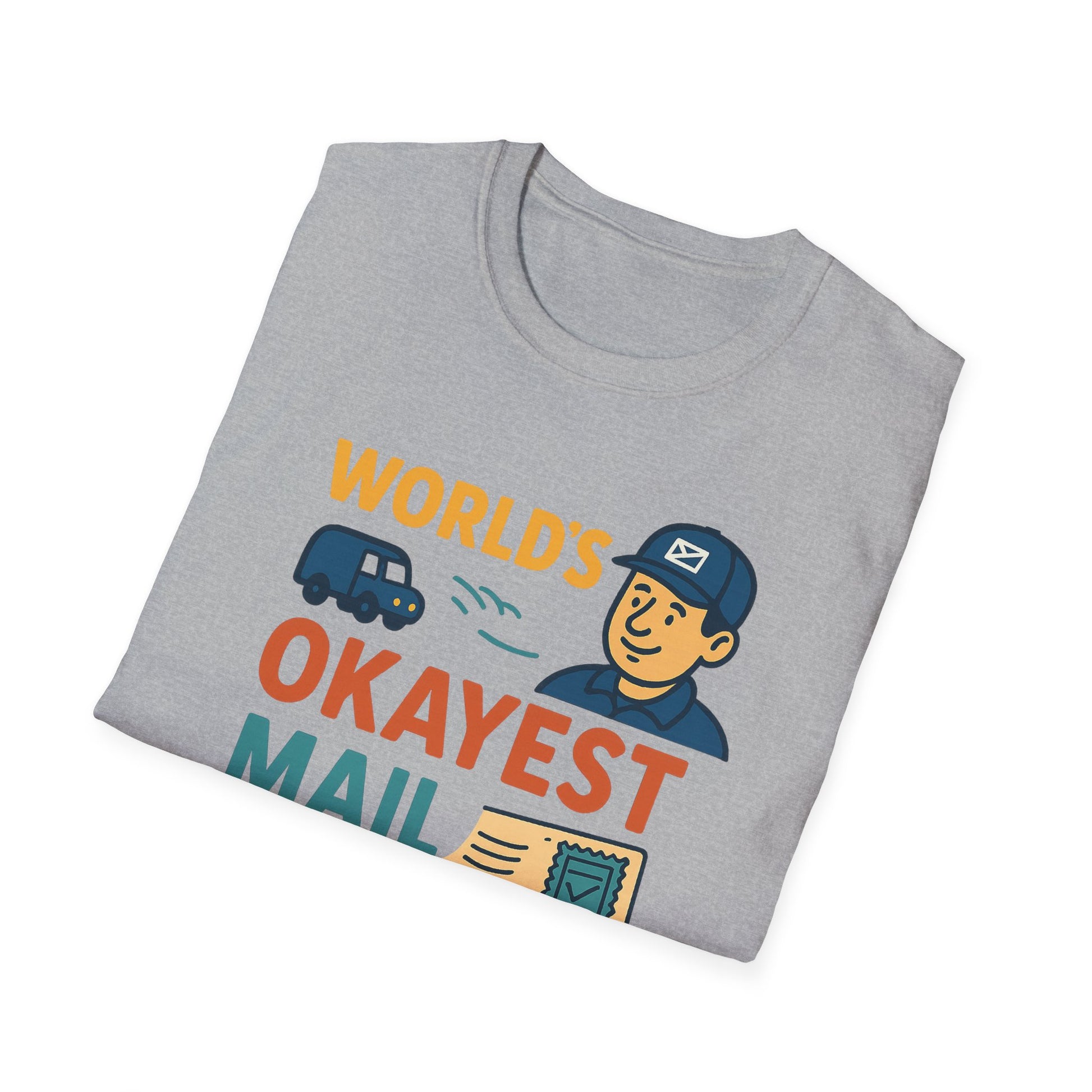 World's Okayest Mail Carrier T-Shirt, Funny Postal Worker Gift, Unisex Softstyle Tee, Unique Delivery carrier Shirt, Casual Everyday Wear