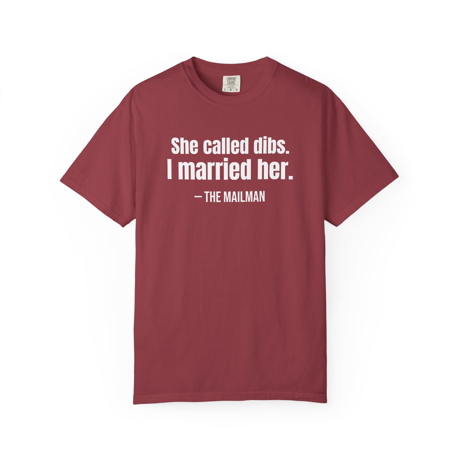 She Called Dibs I Married Her T-Shirt – Funny Couple Shirt, Husband Humor Tee, Matching Set Gift, Funny Postal T-Shirts