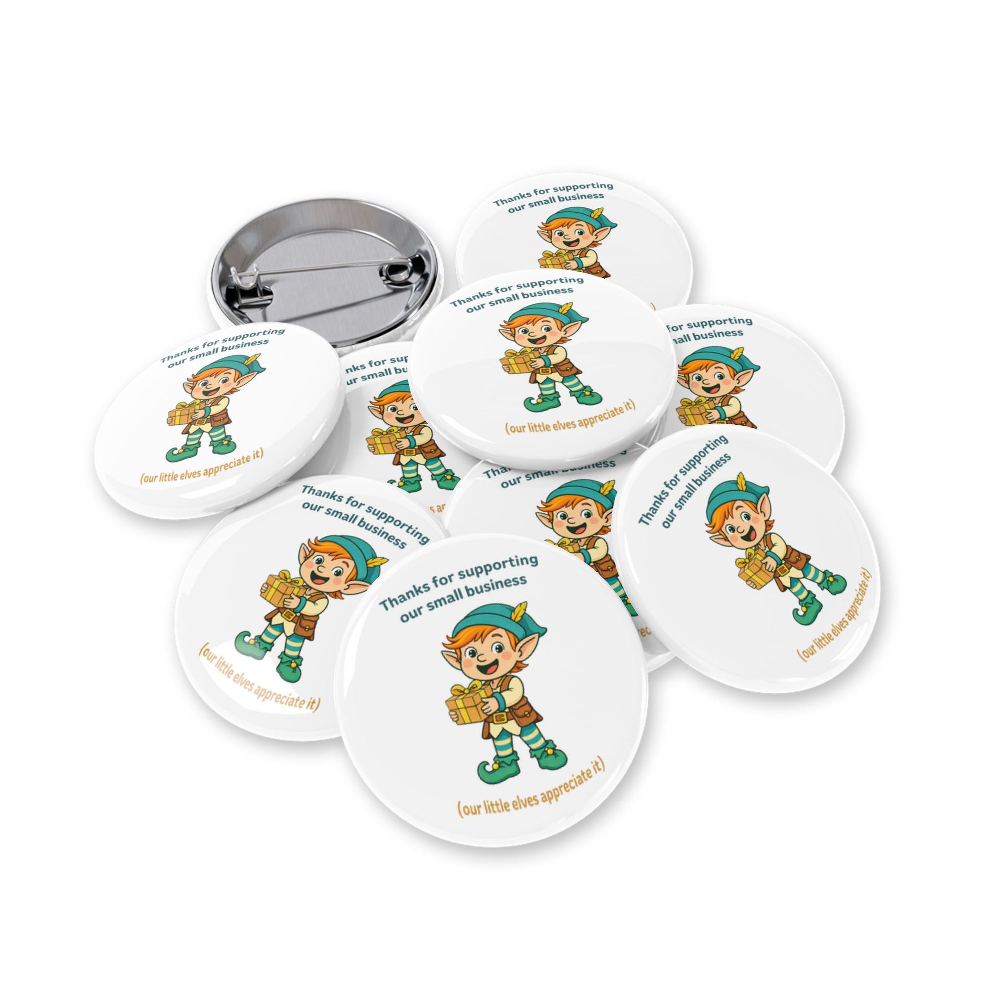 Round Pin Button — "Thanks for Supporting Our Small Business" Pin Back Buttons for Small Business Owners