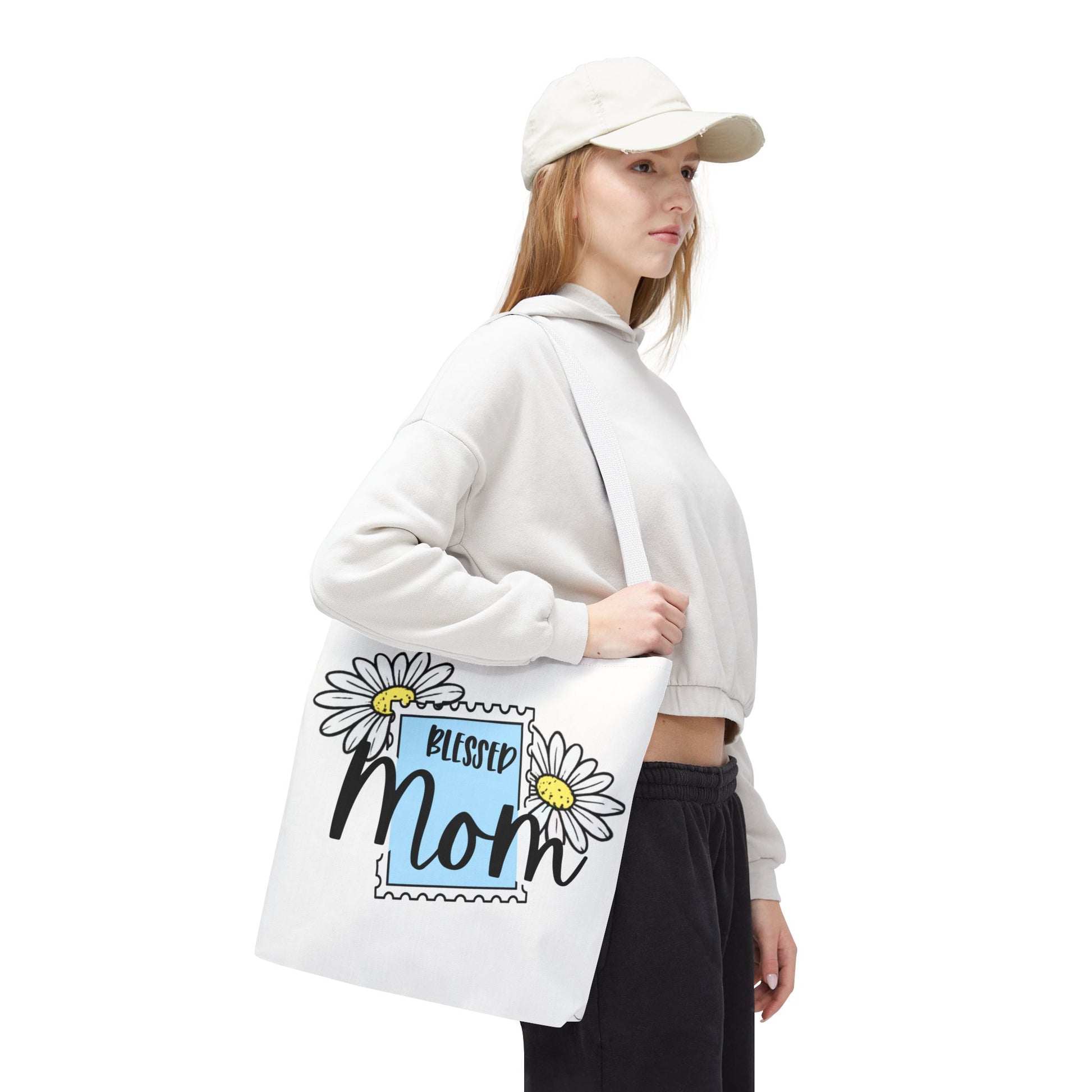 Blessed Mom Daisy Tote Bag — Floral Mother's Day Canvas Tote