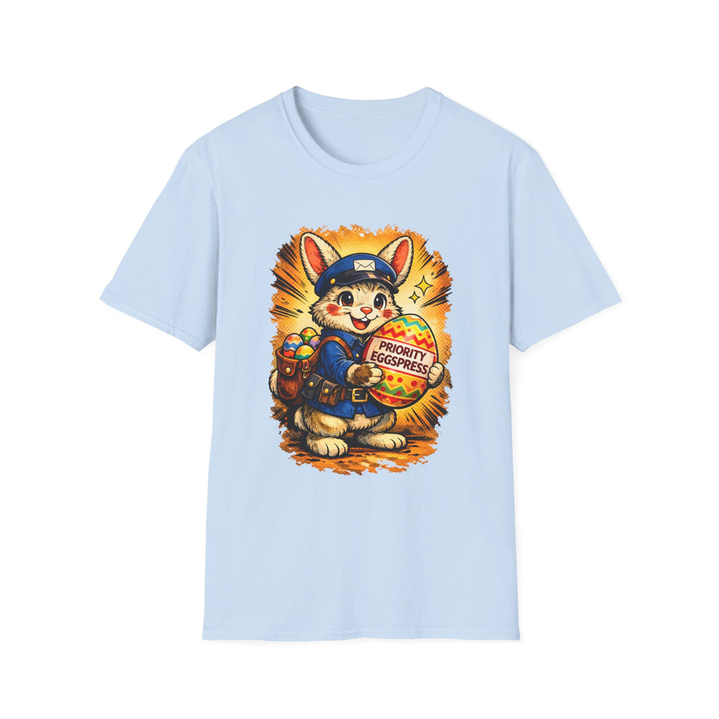 Easter Bunny Mail Carrier T‑Shirt – Cute Postal Bunny with Priority Eggspress Graphic