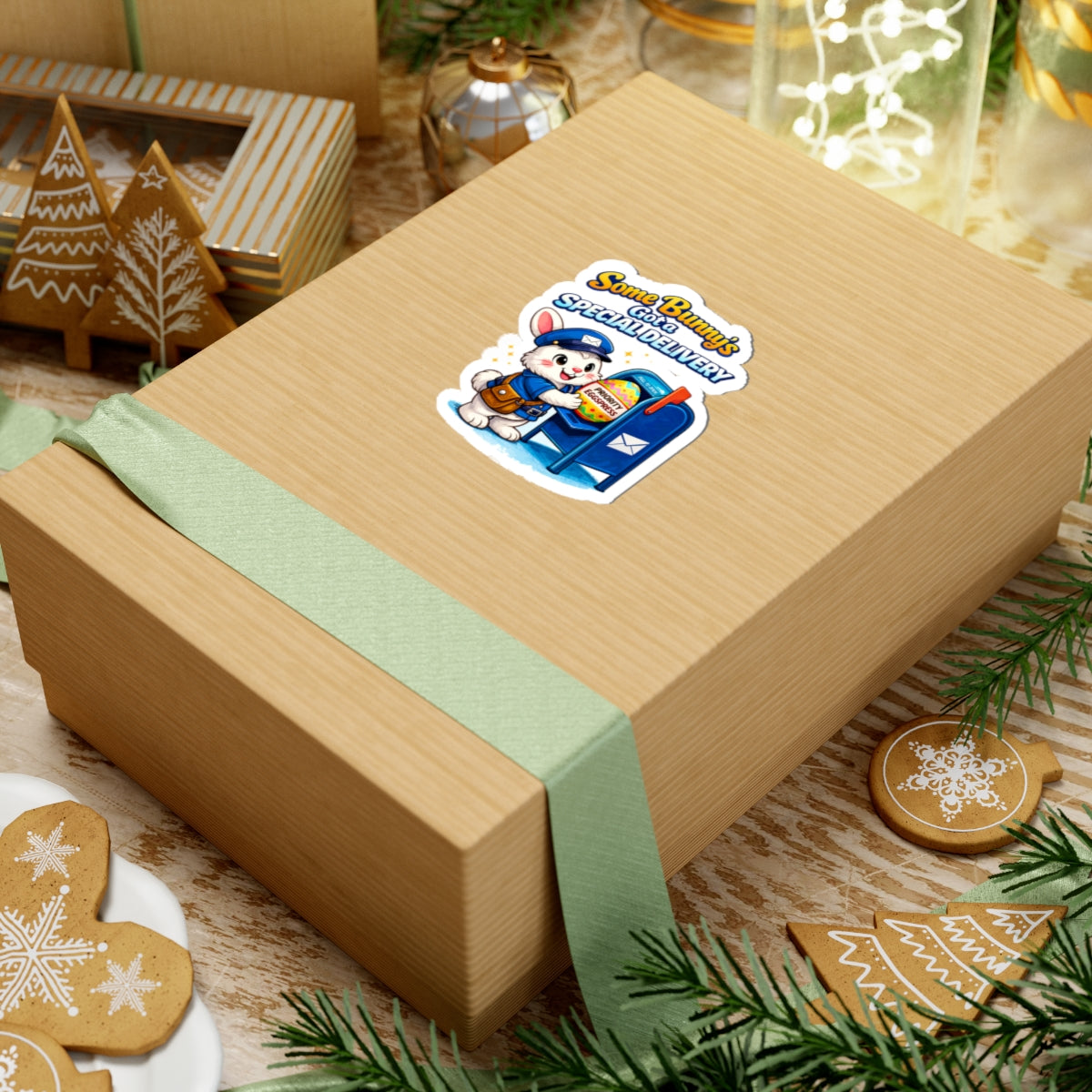 Easter Bunny Mailer Sticker — "Some Bunny's Got a Special Delivery" Kiss-Cut Sticker