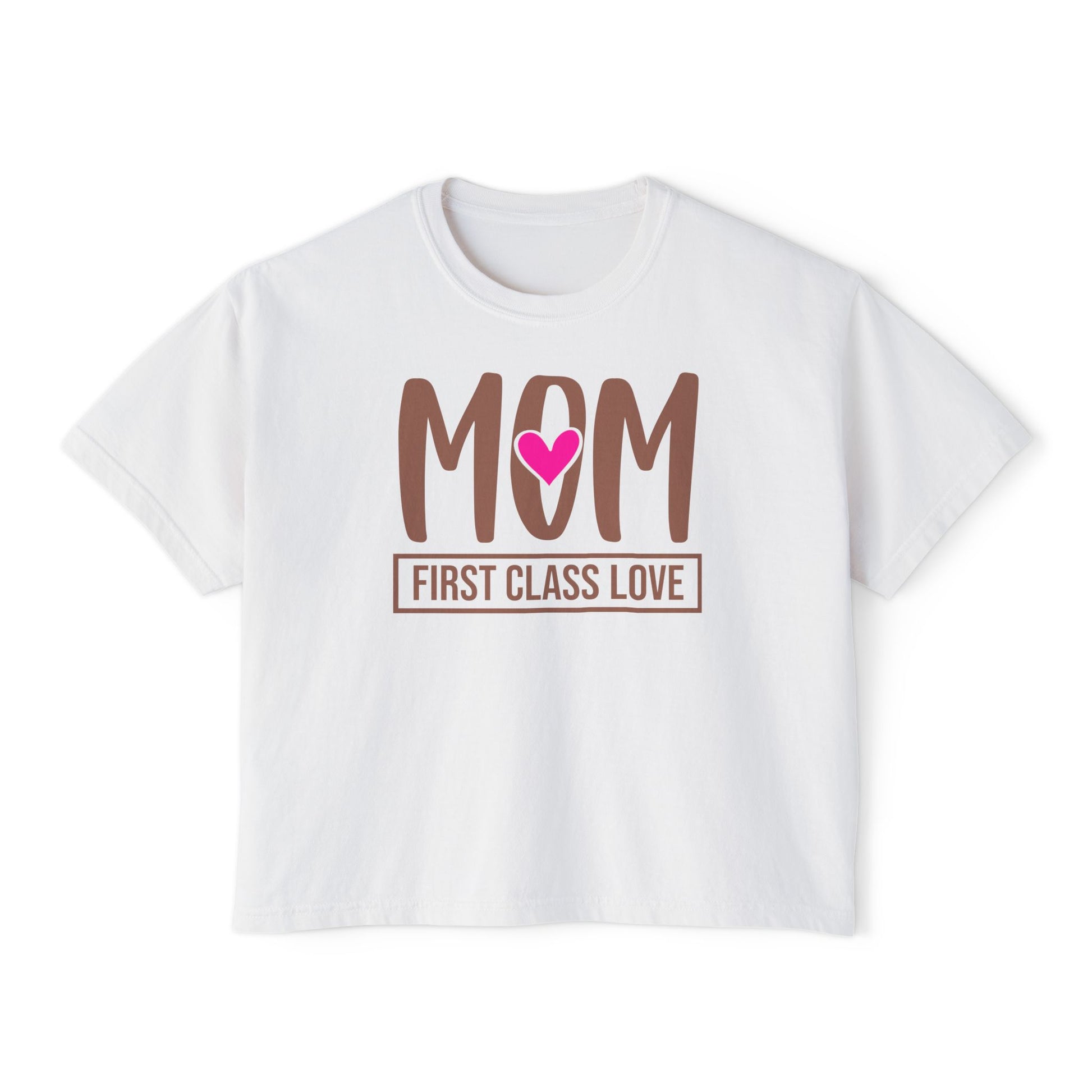 Mom “First Class Love” Boxy Tee – Cute Mother’s Day Shirt, Relaxed Fit Graphic Tee for Moms, Mail-Inspired Gift