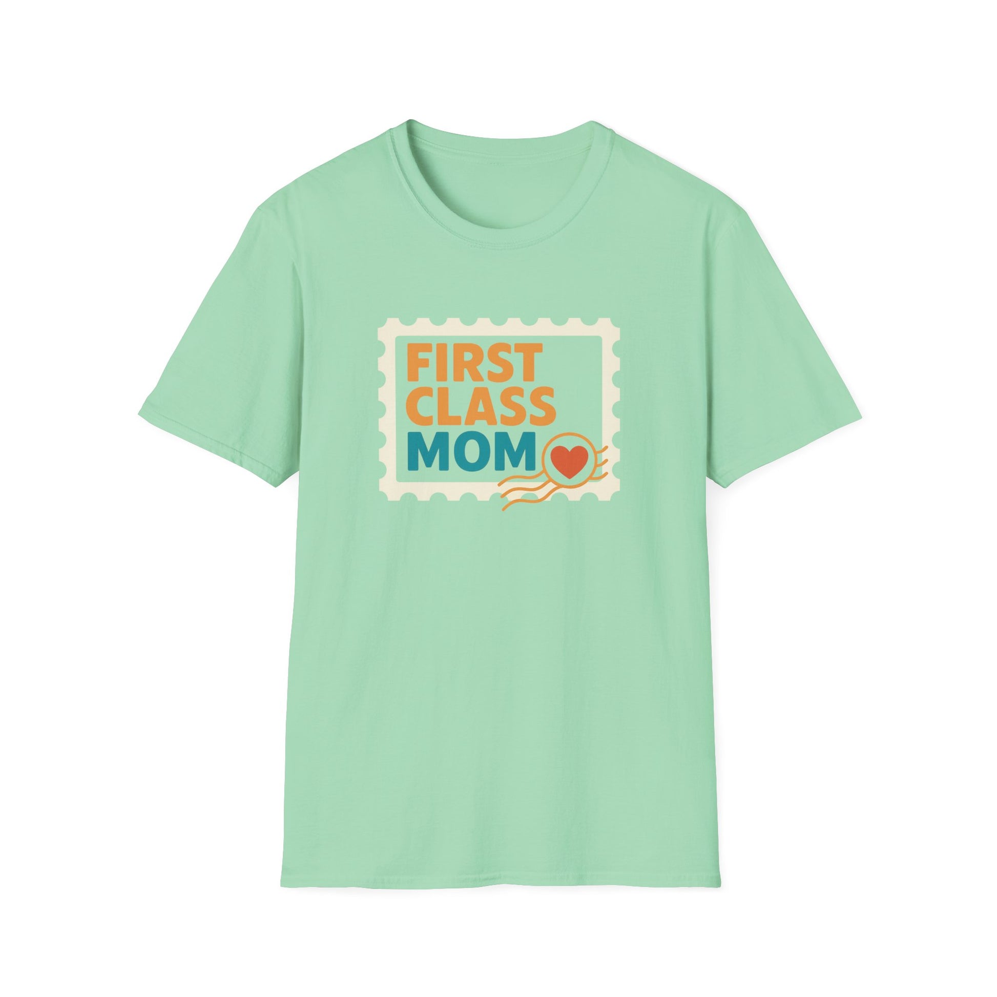 First Class Mom Unisex Softstyle T-Shirt - Perfect Gift for Mother's Day, Birthday, New Moms, Relaxed Casual Wear, Everyday Comfort