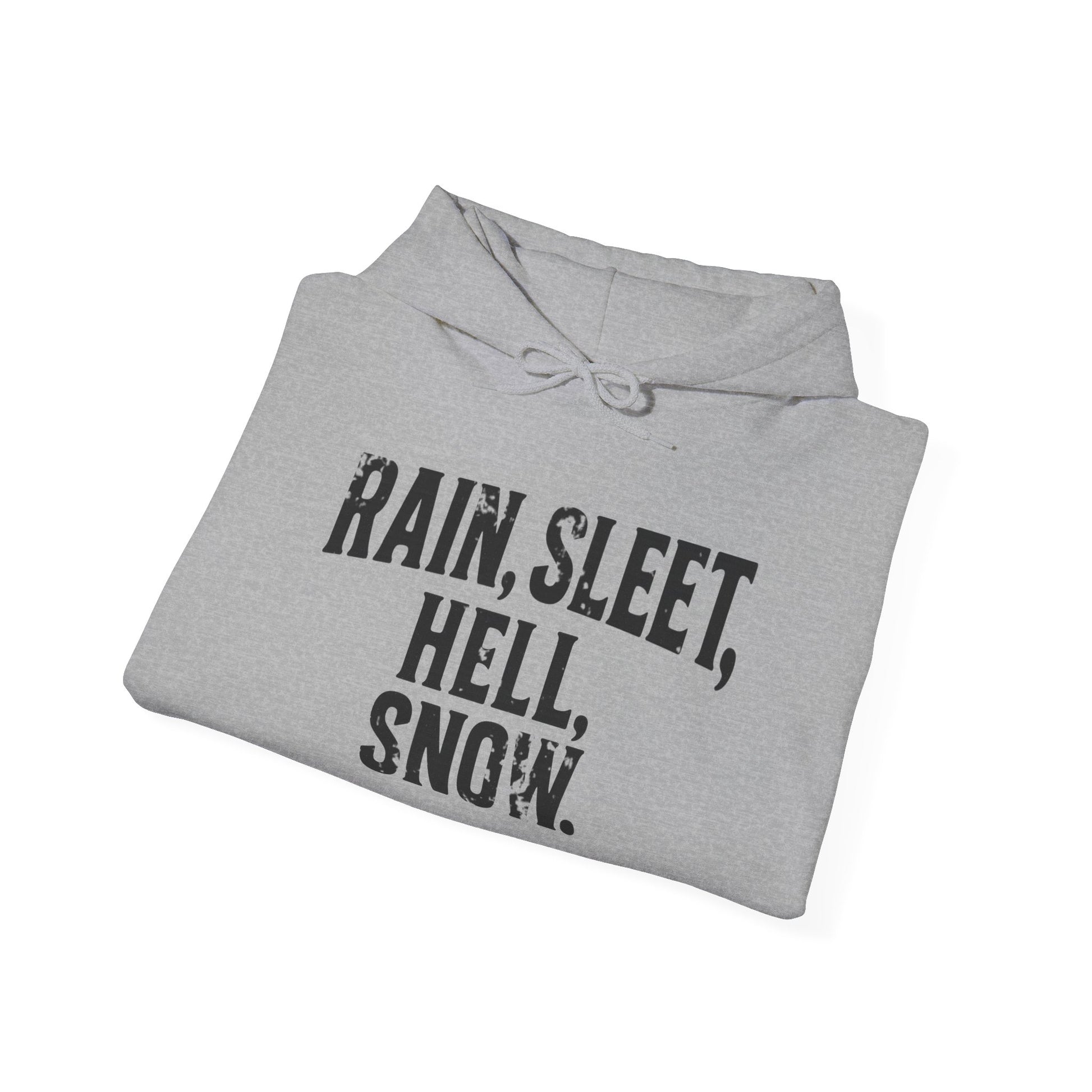 Rain, Sleet, Hell, Snow Unisex Hoodie - Cozy Sweatshirt for All Weather, Perfect Gift for Postal Workers, Weather Lovers, Year-Round Comfort, Casual Style