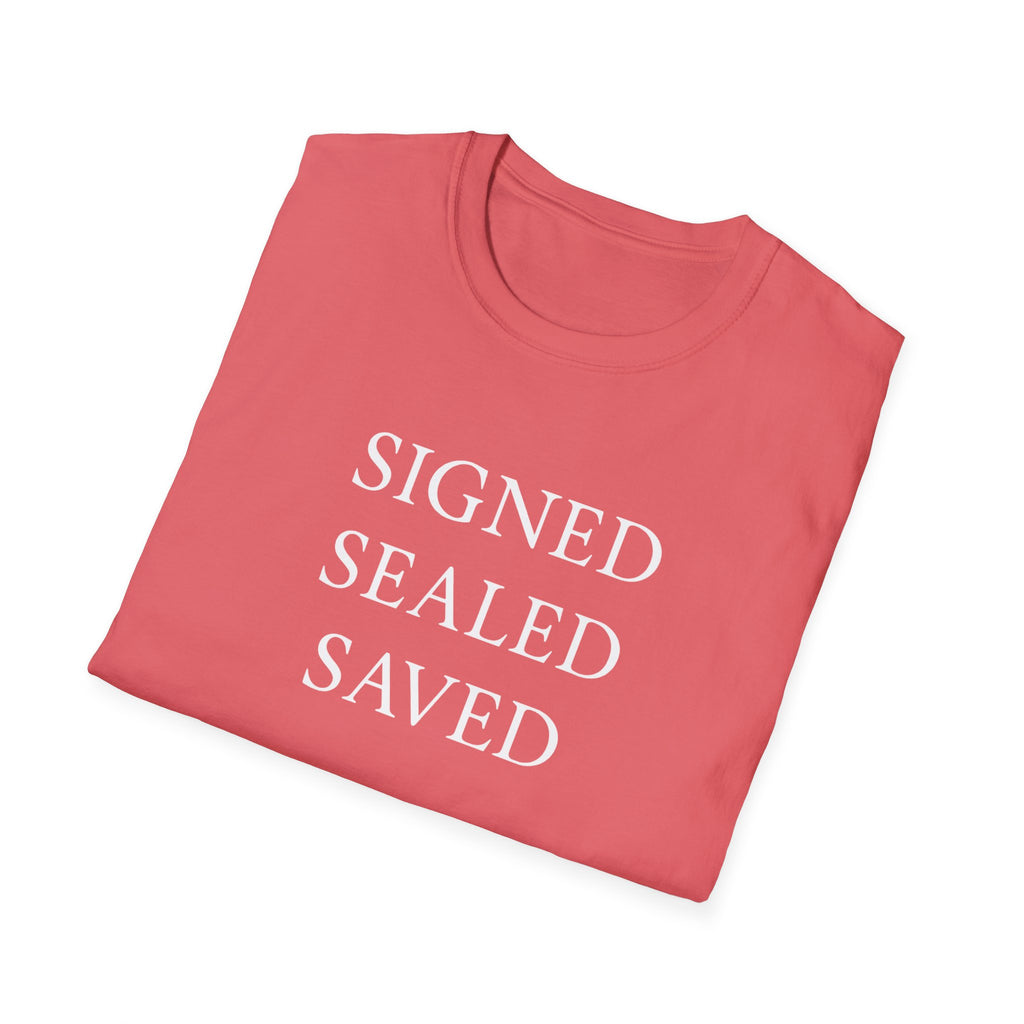 Signed Sealed Saved - Faith-Based Unisex T-Shirt, Christian T-Shirt, Gift Ideas For Christians, Gift Ideas For Postal Workers
