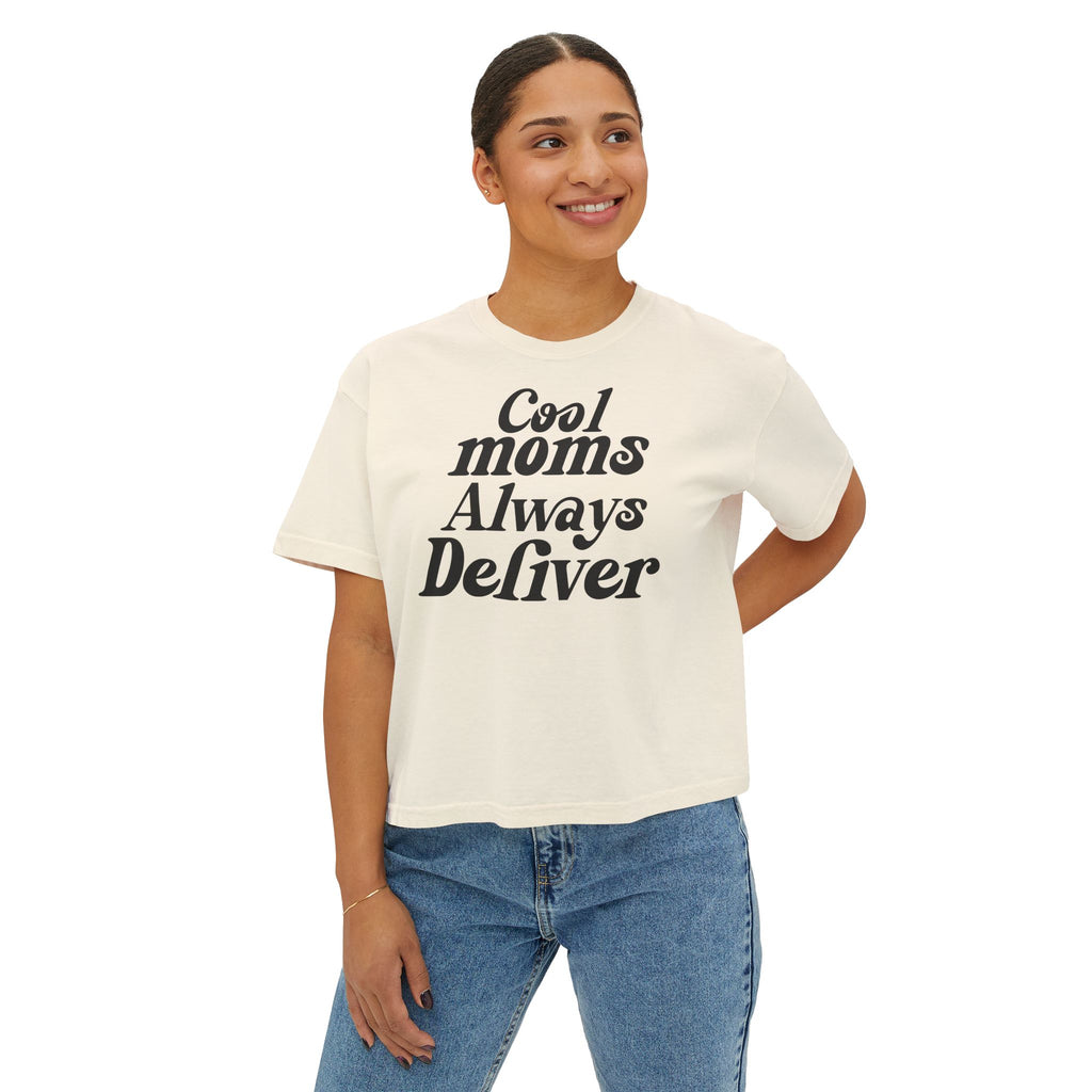 Cool Moms Always Deliver Boxy Tee – Funny Mail Worker Shirt, Postal Mom Gift, Cute Delivery Worker T-Shirt, Relaxed Fit Women’s Tee