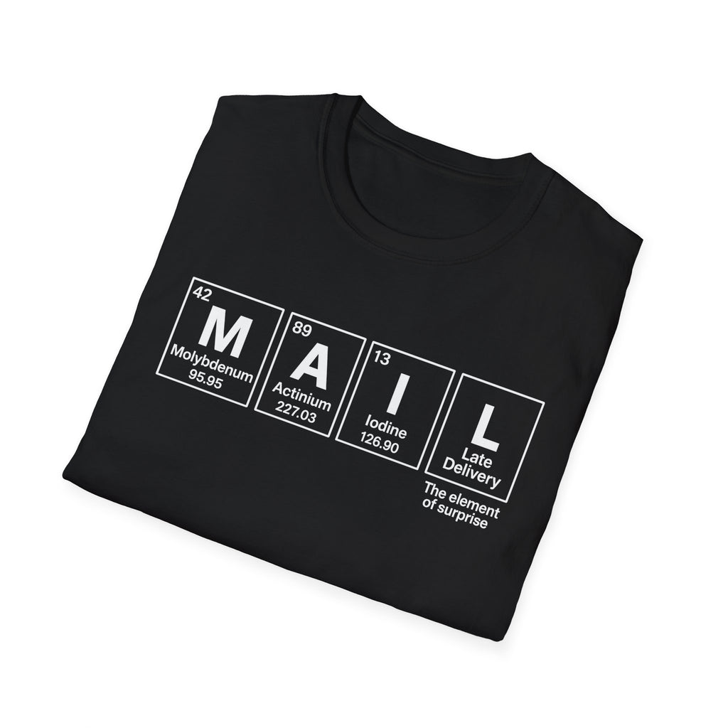 Postal, Chemistry Inspired Unisex T-Shirt - 'MAIL' Graphic Tee, Science Lover Gift, Casual Wear, Birthday Present, Unique Apparel