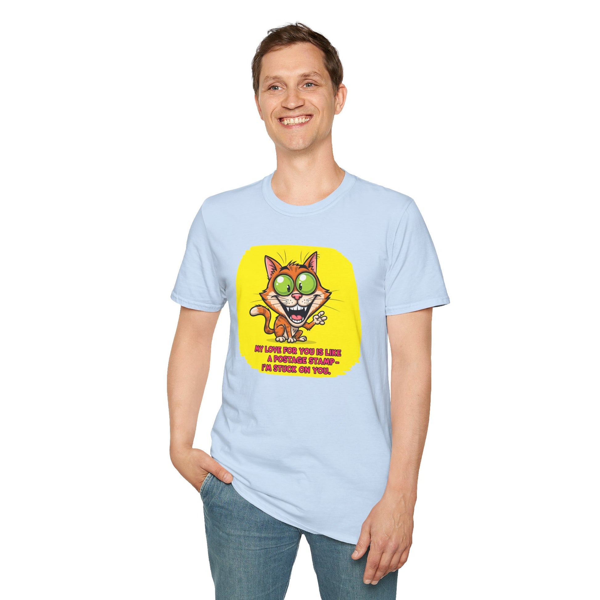 My Love For You Is Like- Funny graphic T-shirt for cat lovers with a touch of postal humor