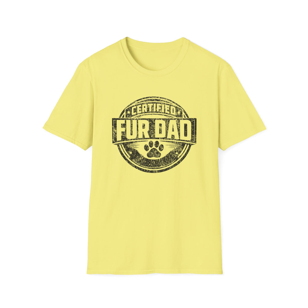Certified Fur Dad T-Shirt — Distressed Graphic tee, Vintage Paw Print Design for Dog & Cat Fathers Mail Carriers