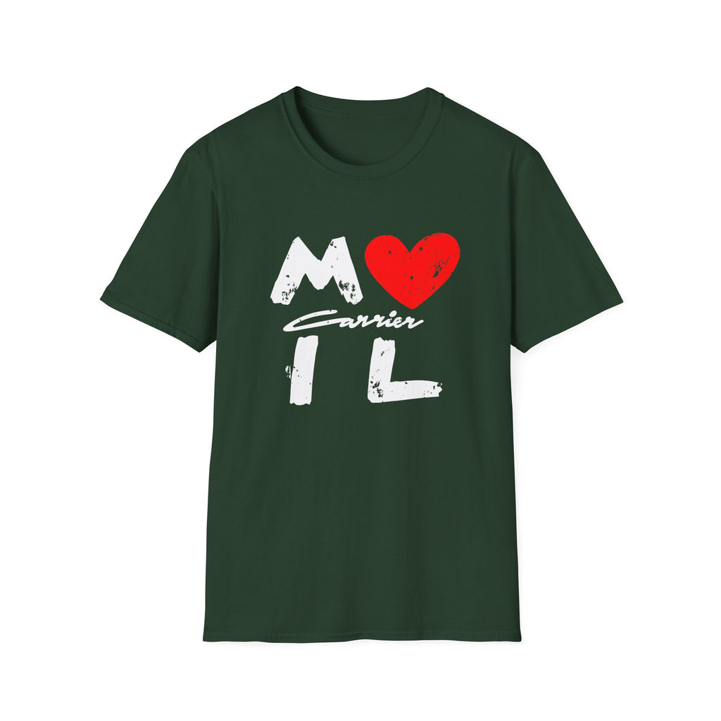 Mail Carrier Love T-Shirt, Unisex Softstyle Tee,  Postal Worker, Casual Gift for Him or Her, Perfect for Birthdays, Celebrations, Everyday Wear