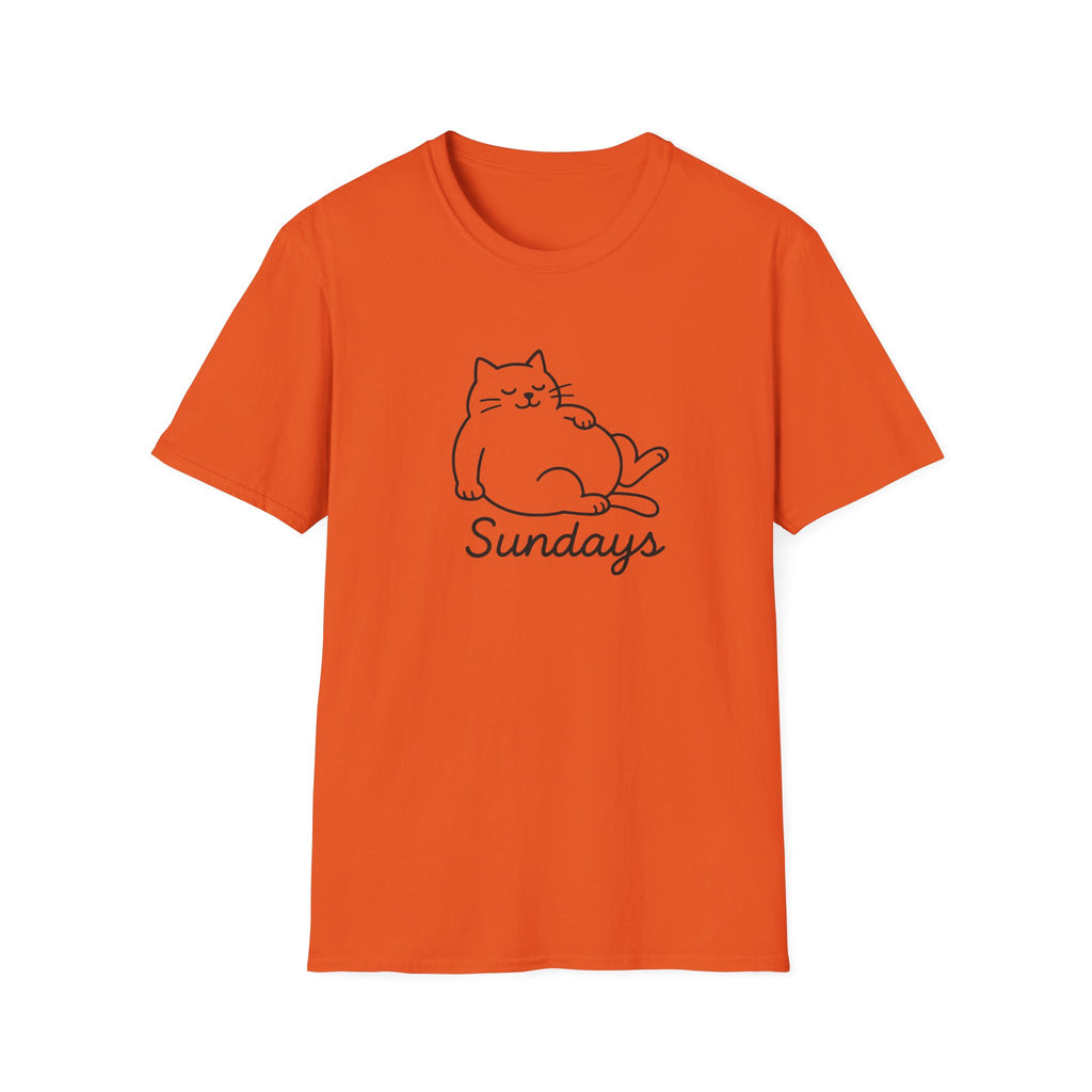 Chill Cat Sundays T-Shirt | Softstyle Unisex Tee for Cat Lovers | Fun Casual Wear, Gift for Birthdays, Lazy Days, Pet Lovers