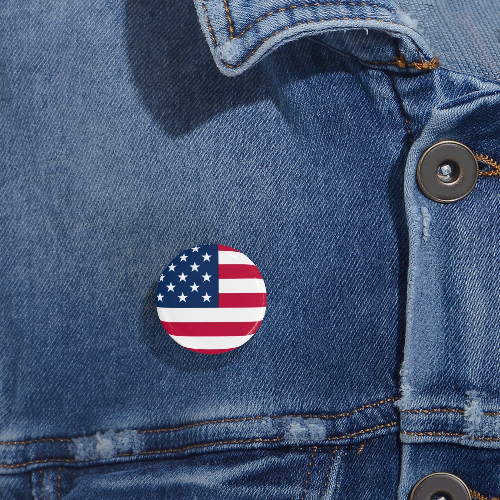 American Flag Round Pin — USA Patriot Button for Jackets, Backpacks & 4th of July