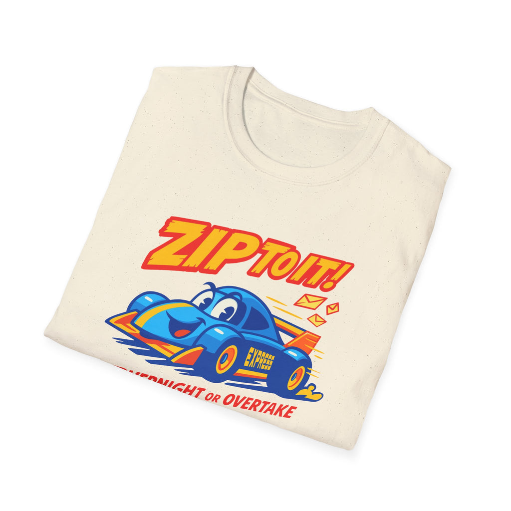 Race-Themed Unisex Softstyle T-Shirt | 'ZIP TO IT' Graphic Tee, Perfect for Car Lovers, Birthday Gift, Motorsport Fans, Casual Wear