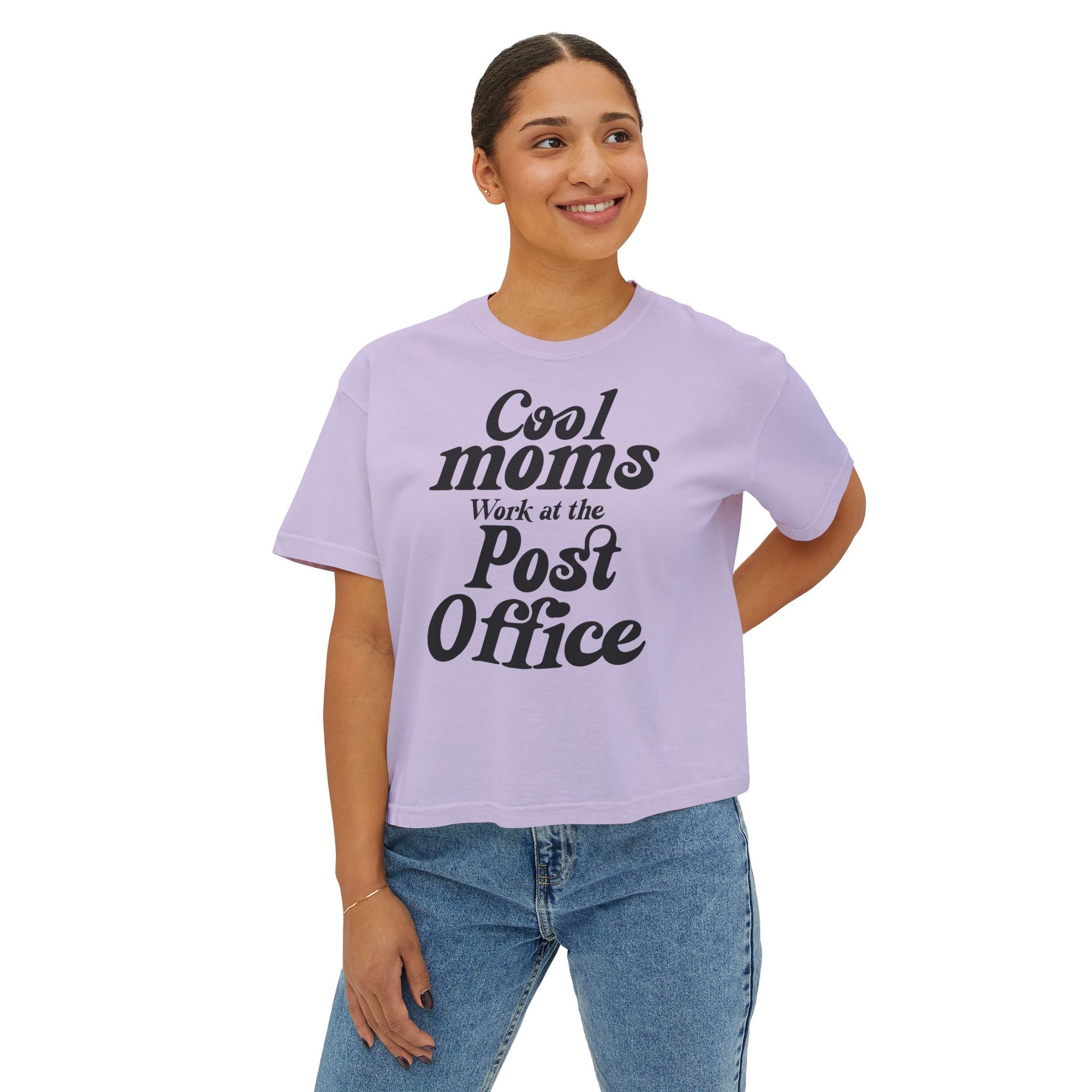 Cool Moms Work at the Post Office Boxy Tee – Funny Mail Worker Shirt, Postal Mom Gift, Cute Delivery Worker T-Shirt, Relaxed Fit Women’s Tee