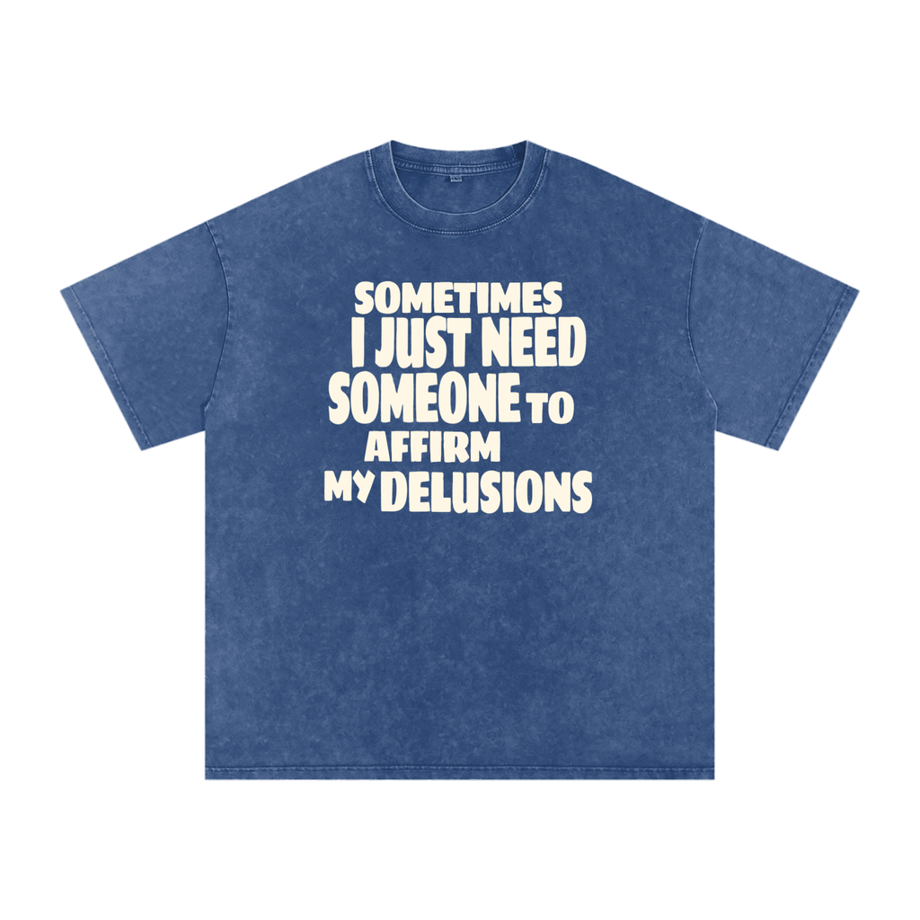 Affirm My Delusions Snow Washed Oversized Cotton T-Shirt