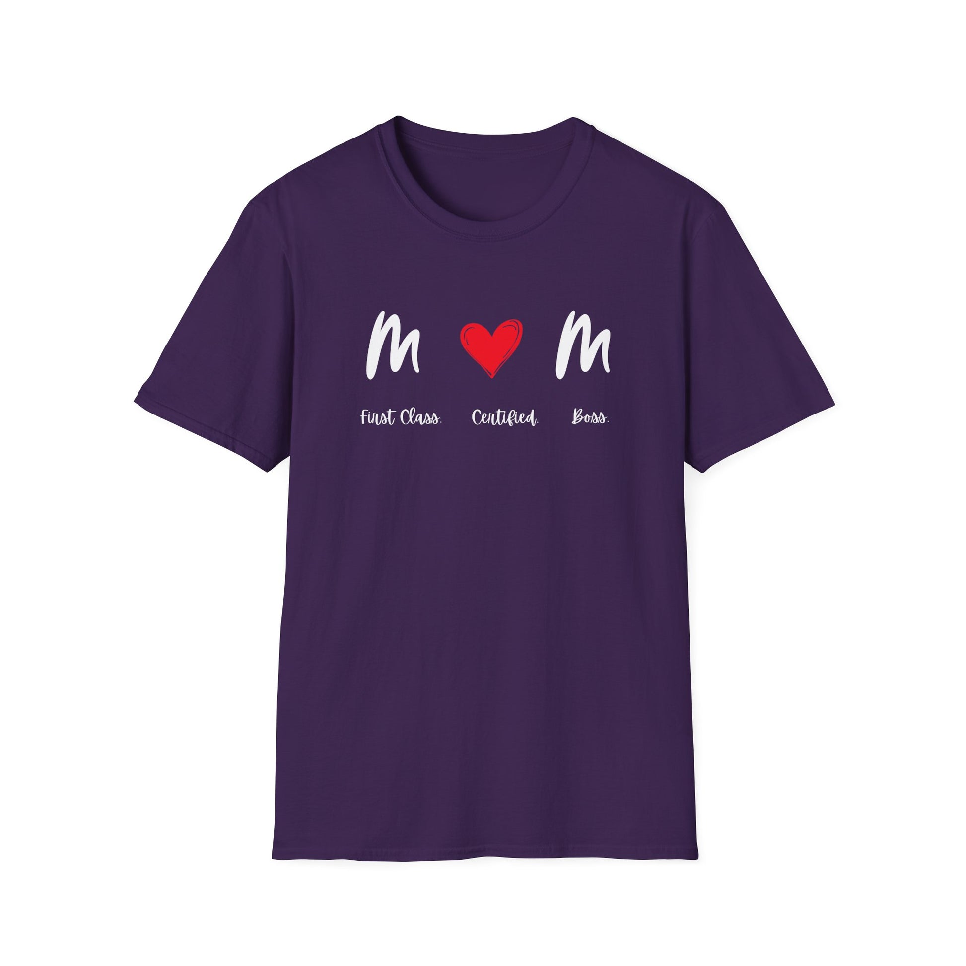 Mom Heart Graphic T-Shirt — First Class, Confident, Fierce Mom Shirt