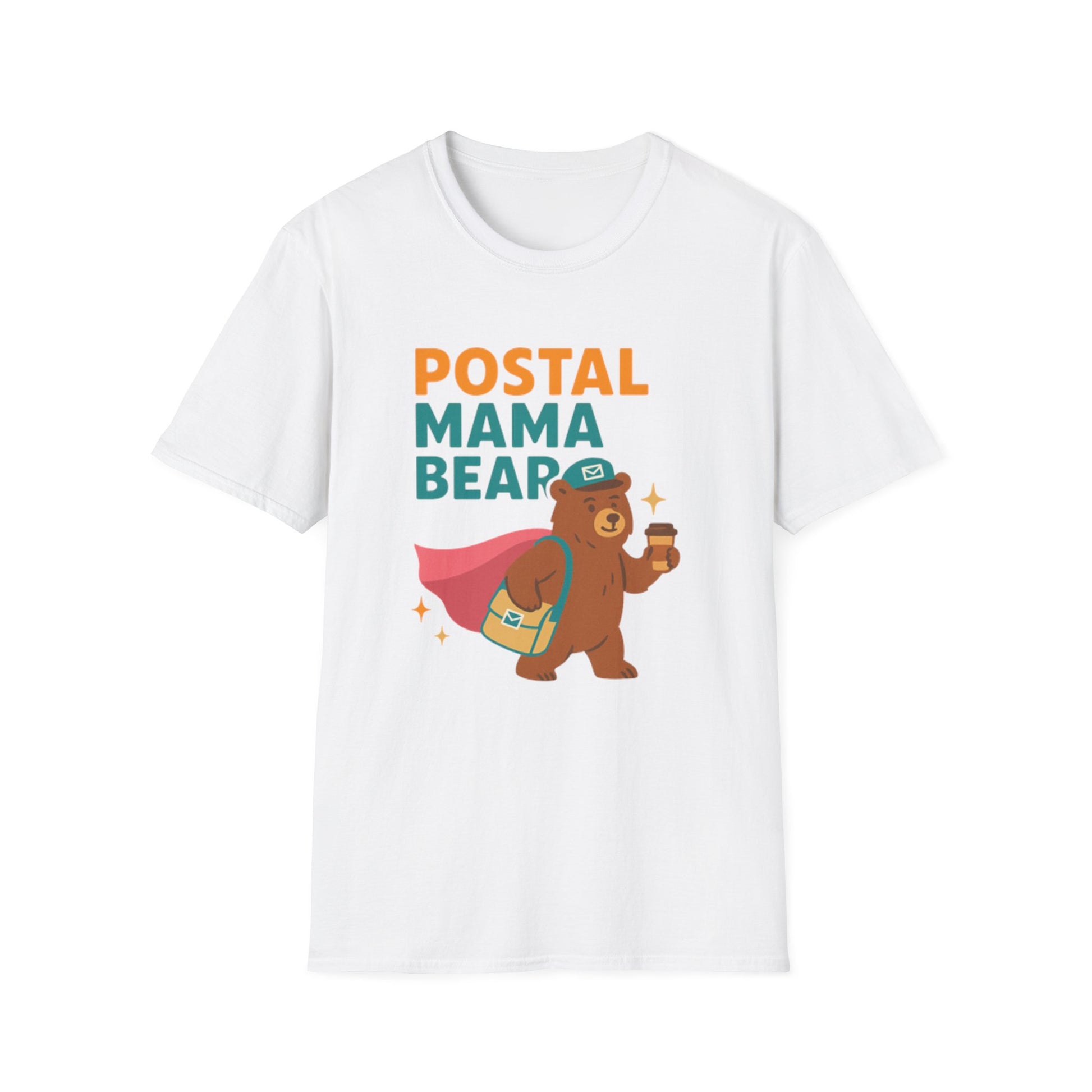 Postal Mama Bear T-Shirt, Fun Gift for Moms, Unisex Softstyle Tee for Postal Workers, Cute Animal Graphic Tee, Everyday Casual Wear