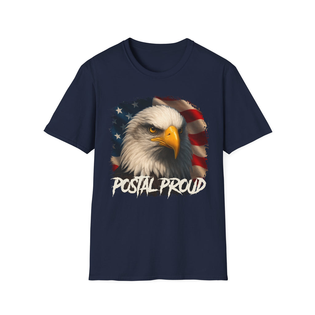 "Postal Proud" T-Shirt - American Flag Bald Eagle Graphic Tee Gift Ideas for Postal Workers