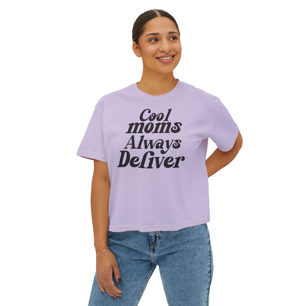 Cool Moms Always Deliver Boxy Tee – Funny Mail Worker Shirt, Postal Mom Gift, Cute Delivery Worker T-Shirt, Relaxed Fit Women’s Tee