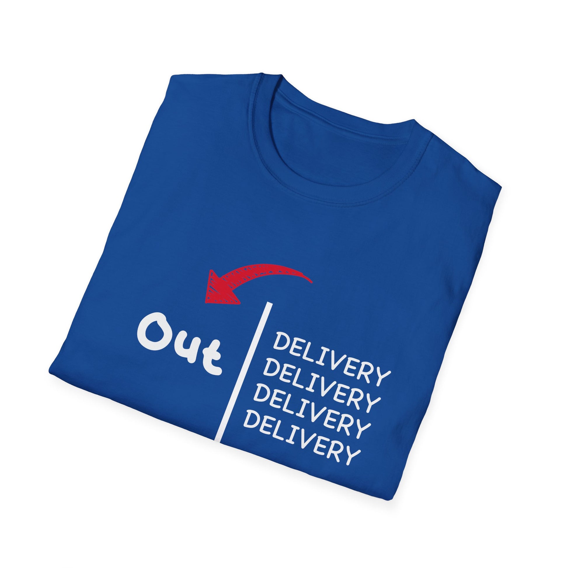 Delivery Out Unisex Softstyle T-Shirt - Funny Quirky Tee, Perfect Gift for Delivery Drivers, Casual Wear, Birthdays, Holidays