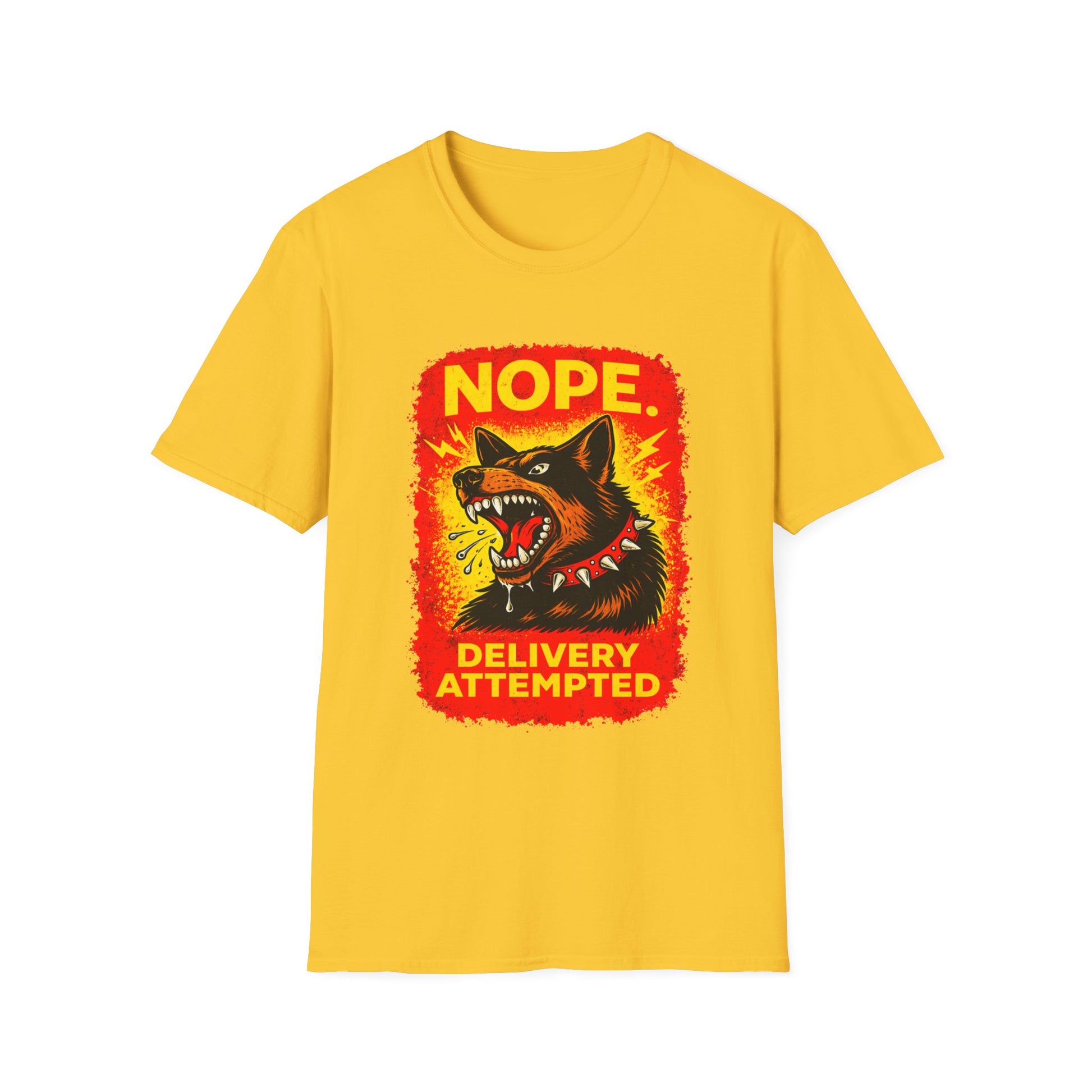 Nope Delivery Attempted T-Shirt — Funny Guard Dog Graphic Tee