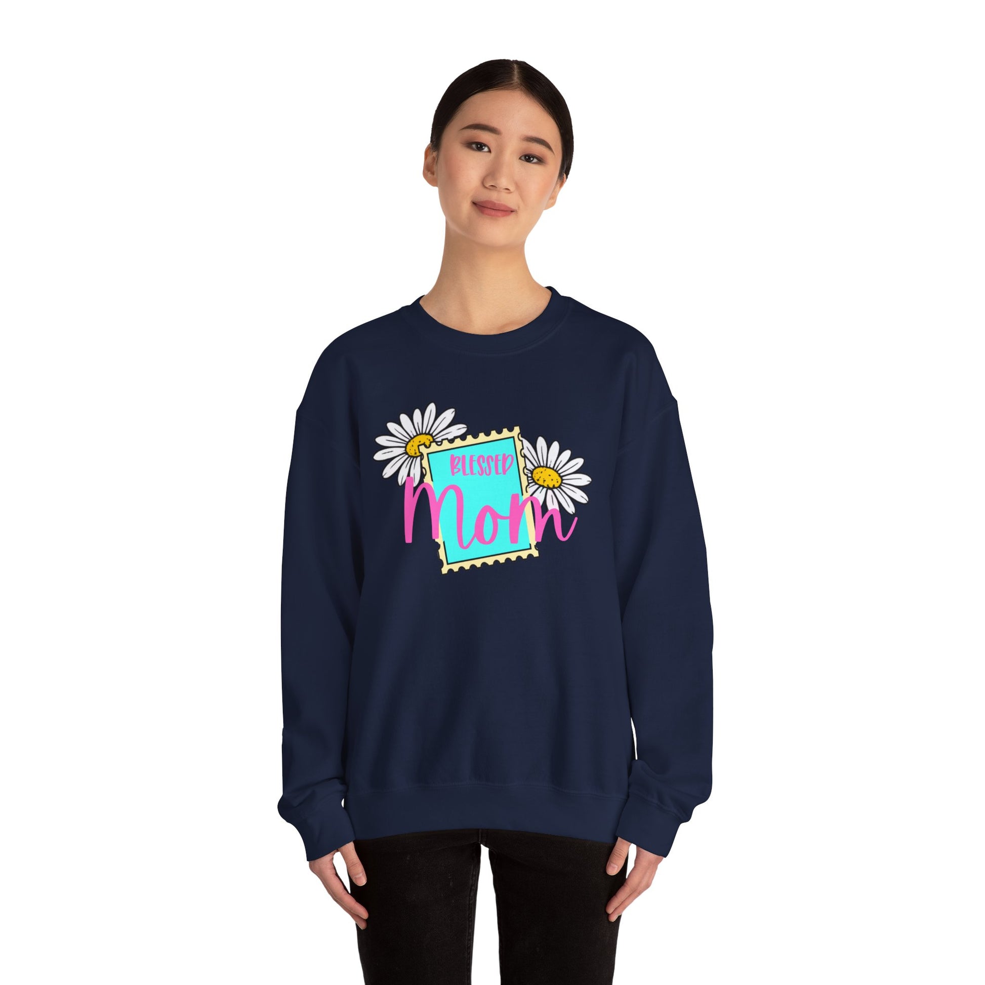 Blessed Mom Sweatshirt – Cute Mother’s Day Gift for Mom | Minimalist Stamp Design Crewneck | Mama Gift, Gift for Her