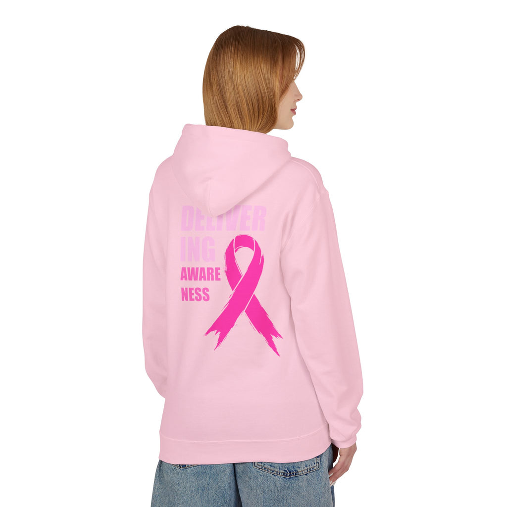 Breast Cancer Awareness Hoodie — Pink Ribbon "Delivering Awareness" Pullover Hoodie