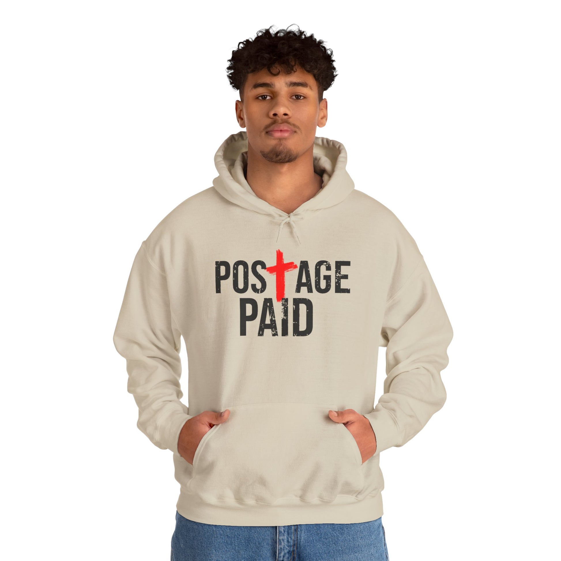 Postage Paid Graphic Hoodie, Christian Hoody, Gifts for Postal Workers, Inspirational Gifts, Inspirational Hoody.