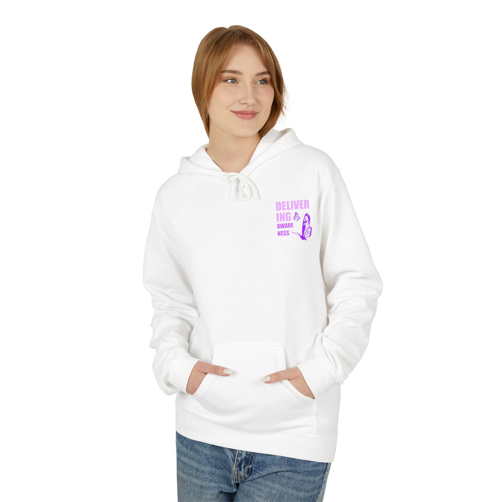 Delivering Awareness Butterfly Hoodie — Lupus Awareness Purple Butterfly Hoodie