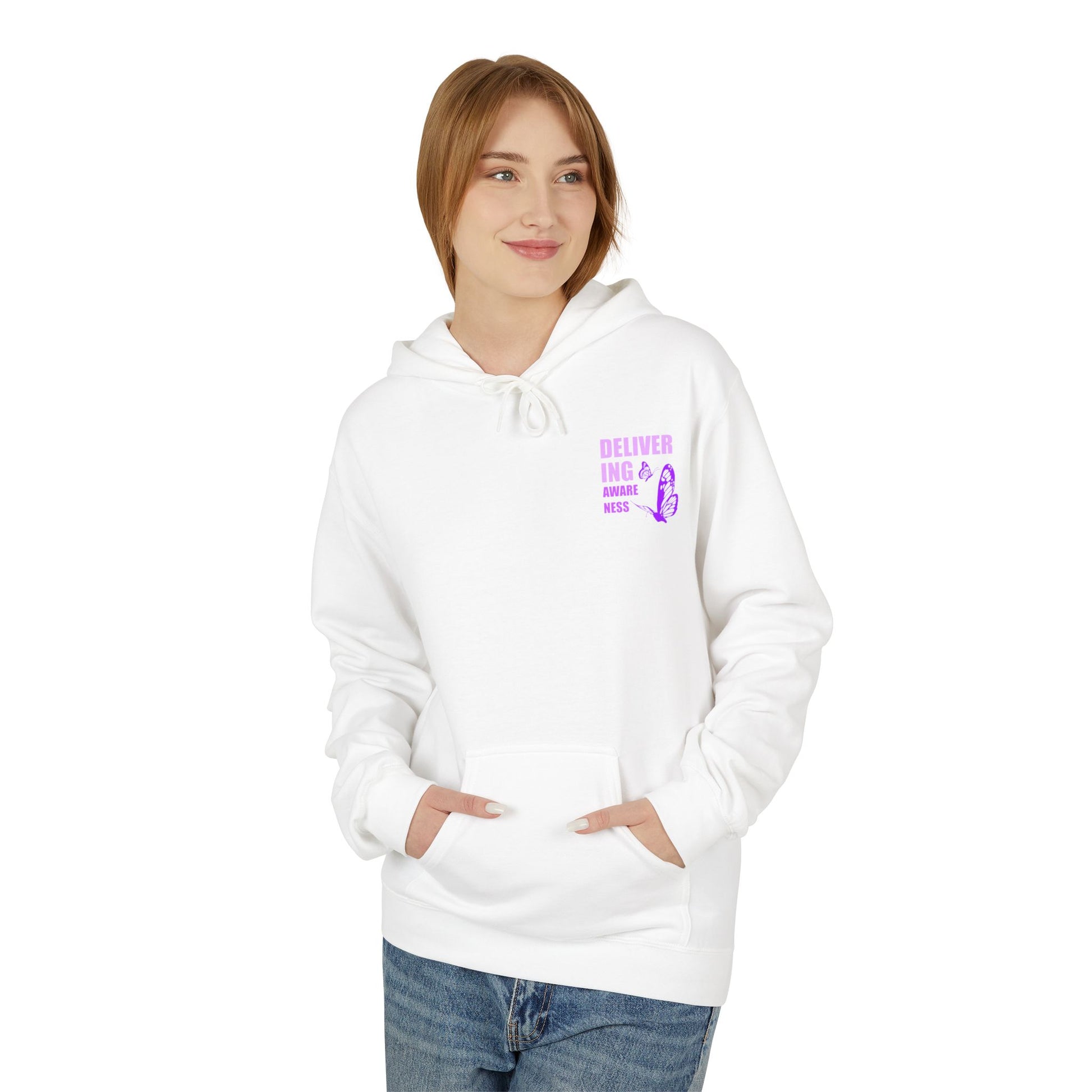 Delivering Awareness Butterfly Hoodie — Lupus Awareness Purple Butterfly Hoodie