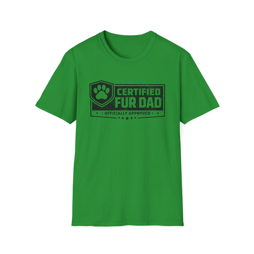 Certified Fur Dad T‑Shirt —Distressed Graphic Tee, Pet Lover Dad Gift, Dog Dads and Cat Dads Postal Workers inspired T-shirt